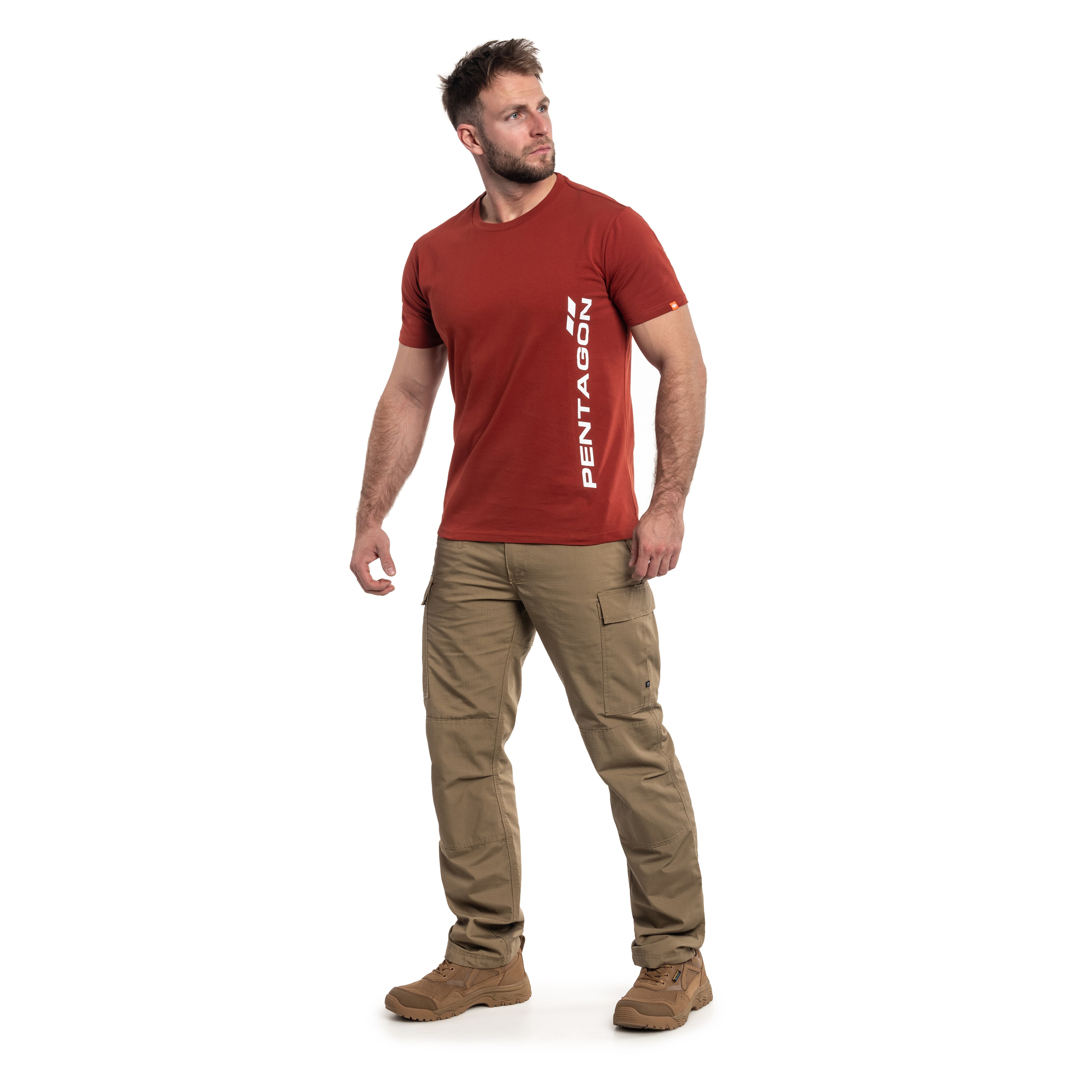 Pentagon - Vertical T-Shirt - Maroon Red