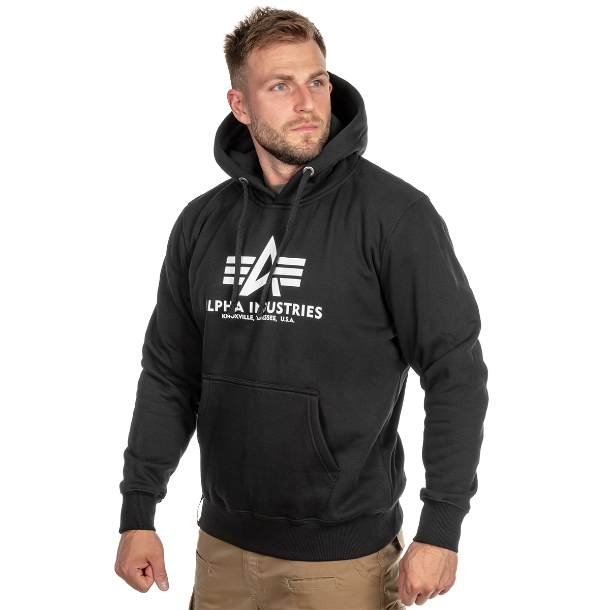 Alpha Industries - Basic Hoody - Känguru-Sweatshirt mit Kapuze - Black