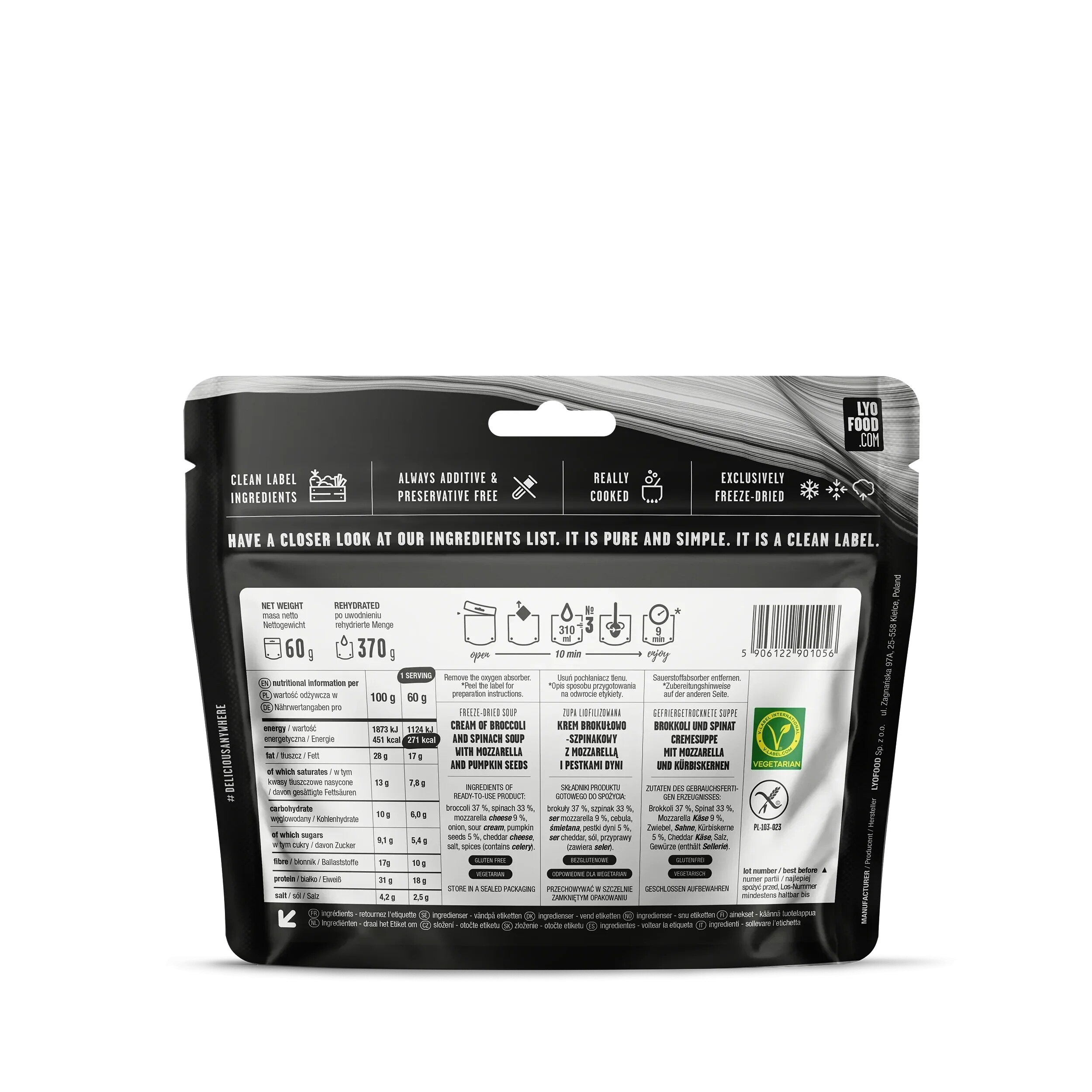 LYOFOOD - 14-Tage-Paket Gefriergetrocknete Lebensmittel - Vegetarisch