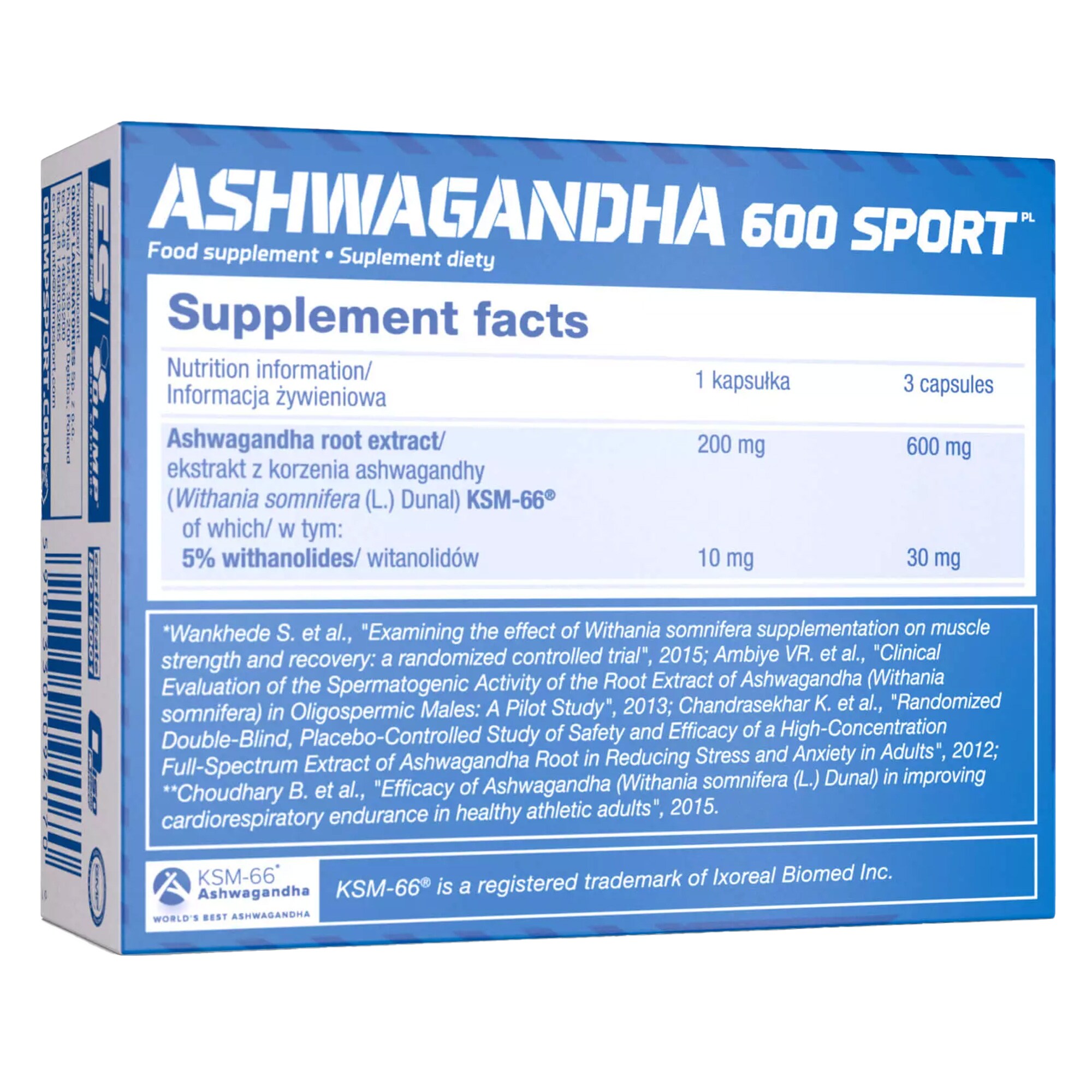 Olimp Sport Nutrition - 600 Sport - Ashwagandha - 60 Kapseln - Nahrungsergänzungsmittel