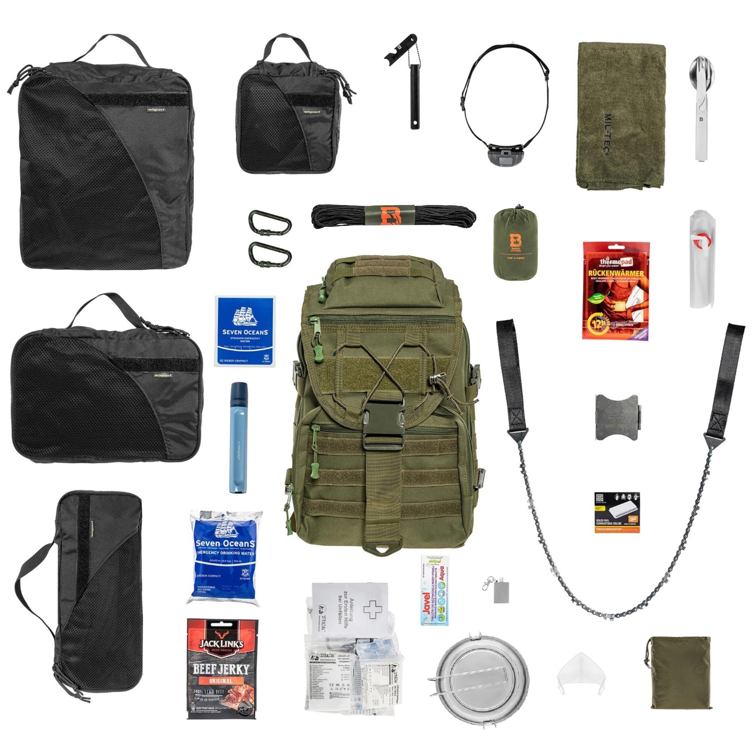 Badger Outdoor - Sarge Fluchtrucksack mit Ausstattung 30 l - Olive