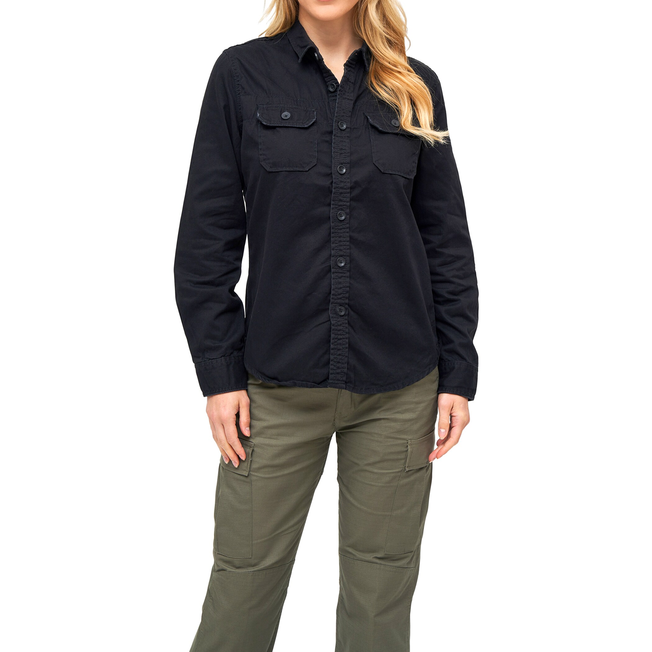 Brandit - Damenhemd Vintageshirt Long Sleeve - Black