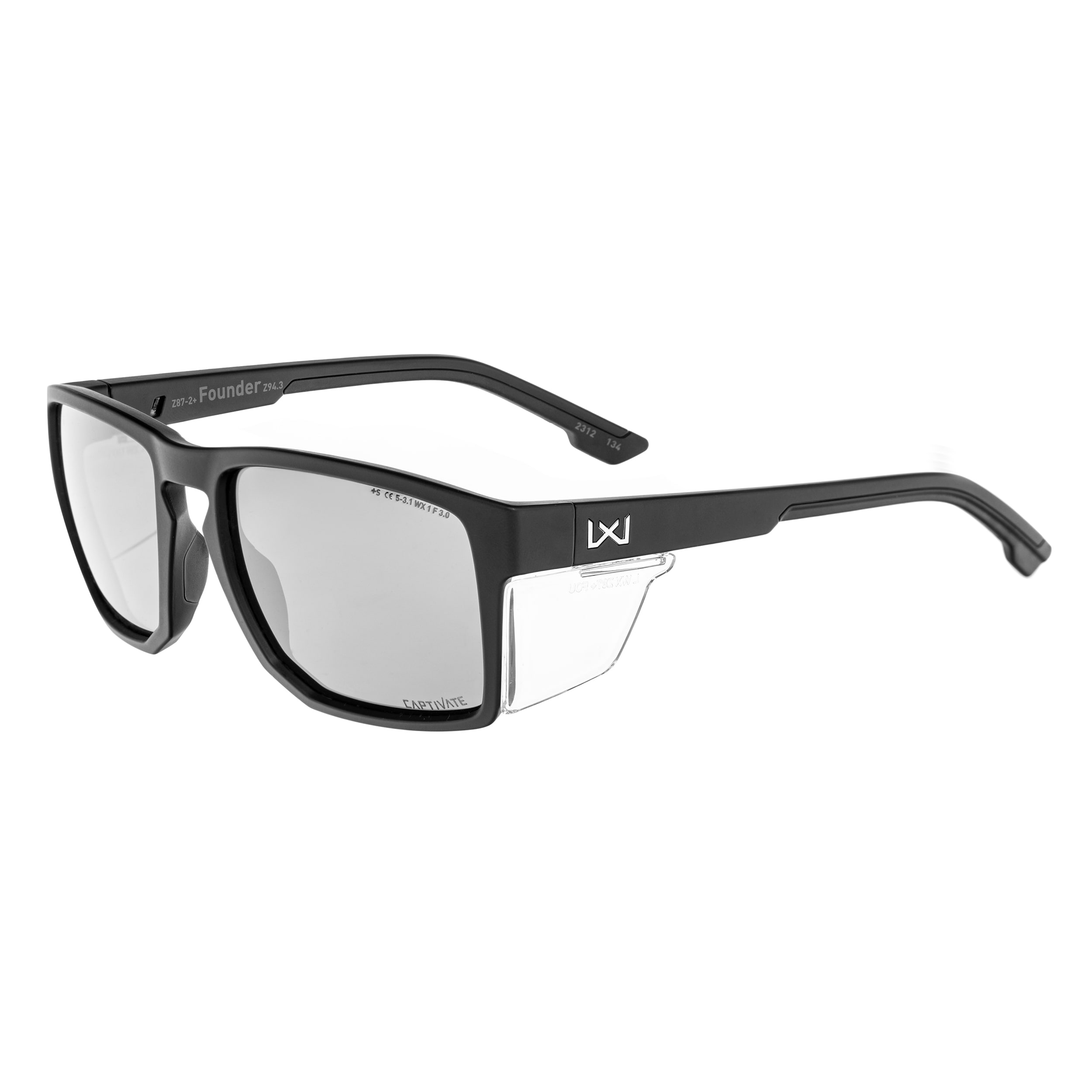 Wiley X - Founder Brille - Captivate Polarized - Black Mirror/Matte - Black