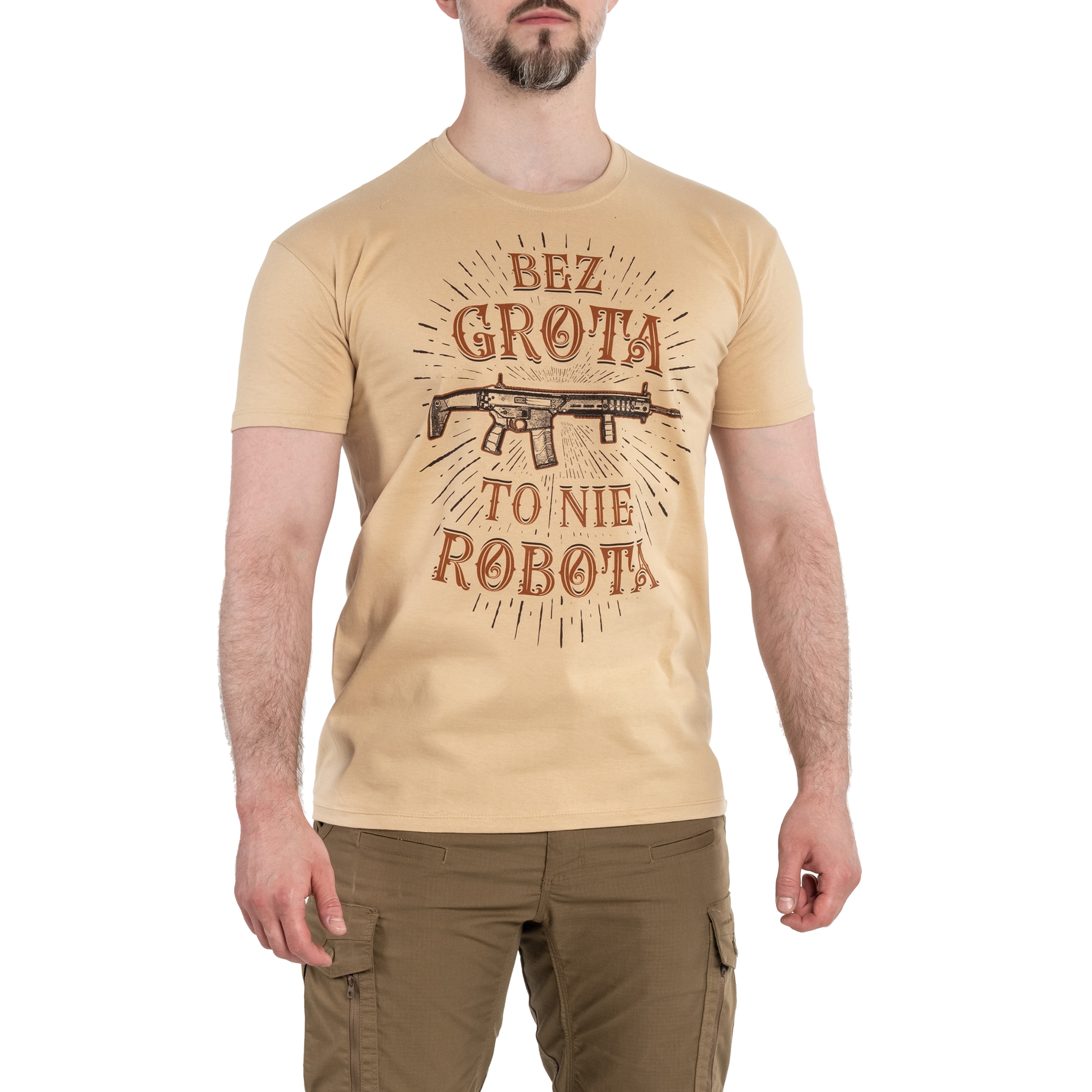 War Hog - T-Shirt mit Aufschrift Bez Grota to nie robota - Coyote