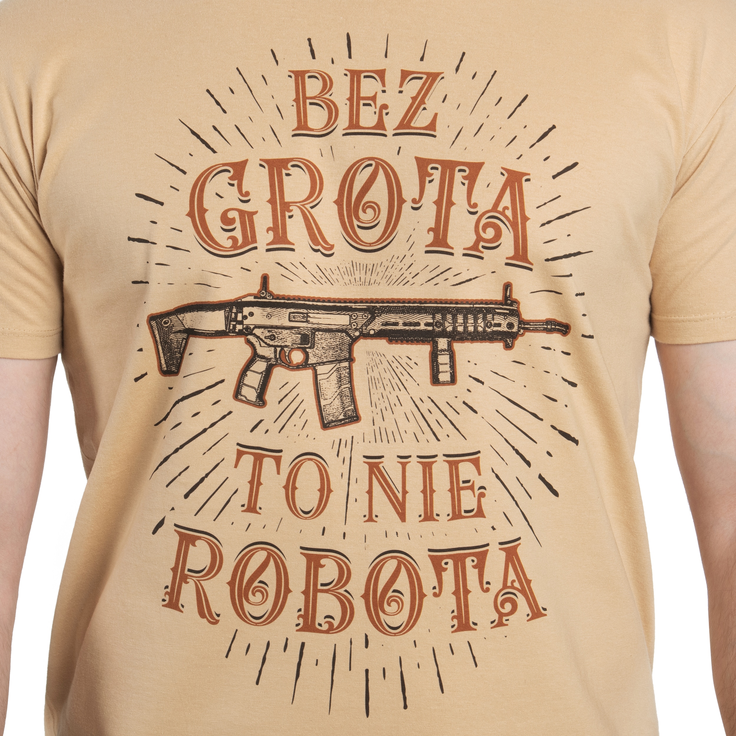 War Hog - T-Shirt mit Aufschrift Bez Grota to nie robota - Coyote