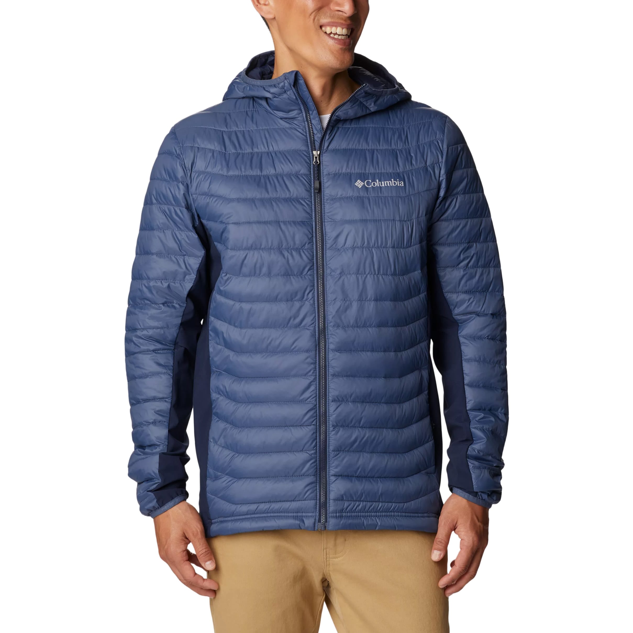 Columbia - Powder Pass Hooded Hybrid Down Jacket - Jacke - Dark Mountain/Collegiate Navy