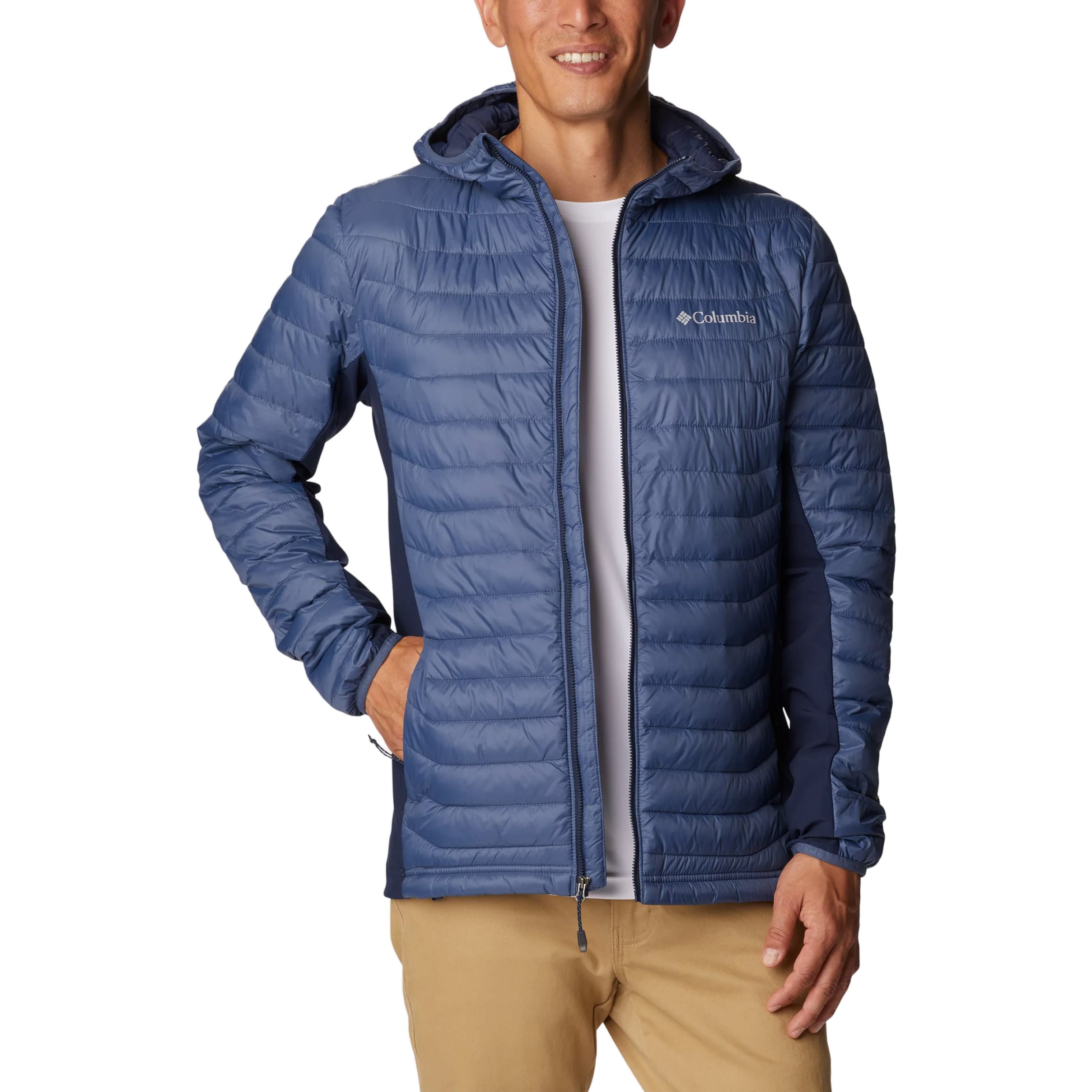 Columbia - Powder Pass Hooded Hybrid Down Jacket - Jacke - Dark Mountain/Collegiate Navy