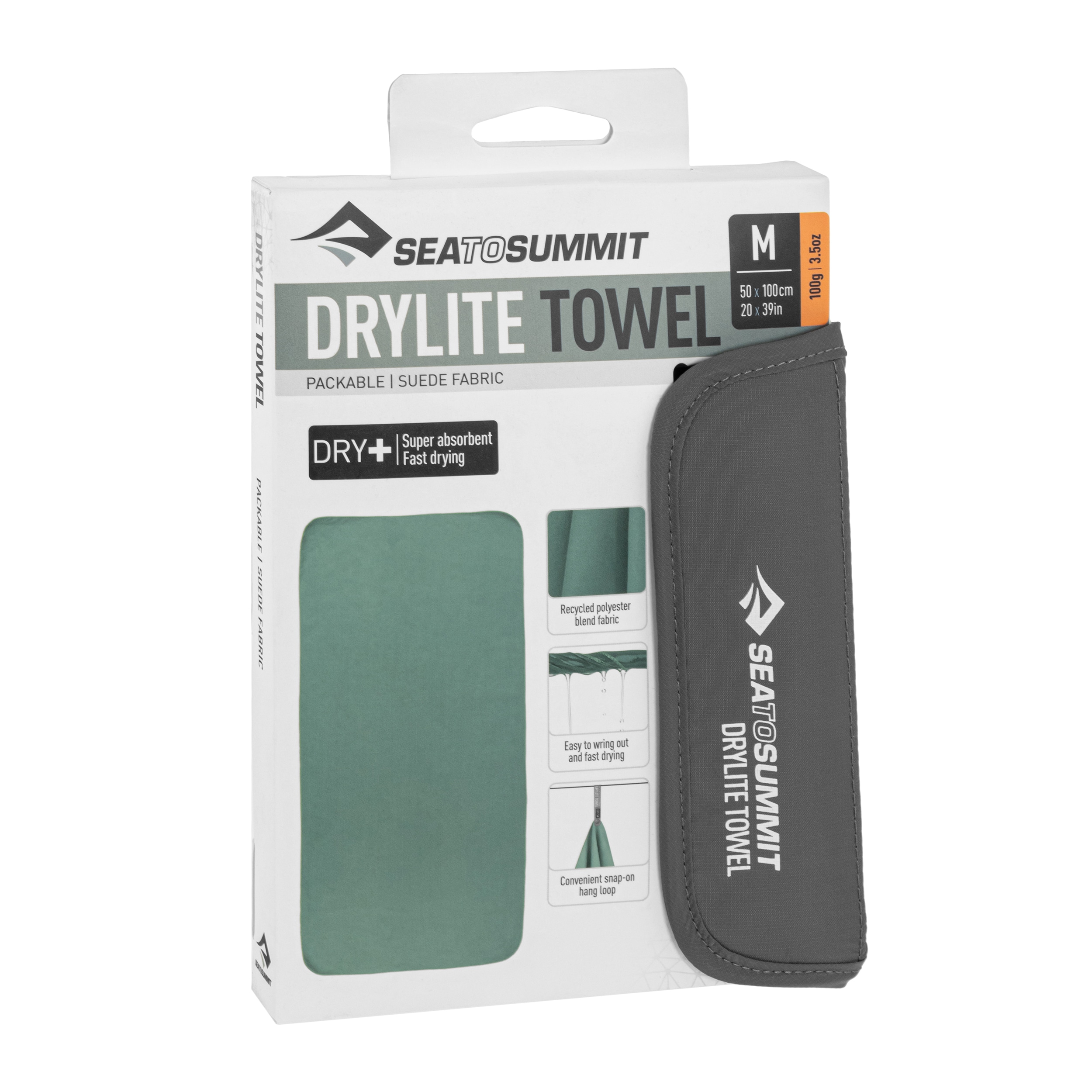 Sea To Summit - Drylite Towel - Schnelltrocknendes Mikrofaser-Badetuch M - 50 x 100 cm - Sage Green