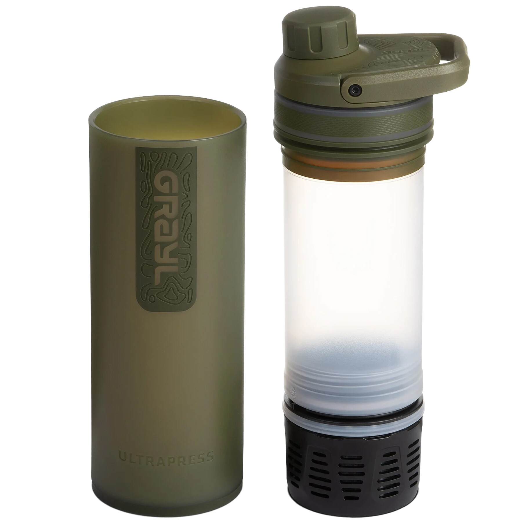 Grayl - UltraPress Flasche mit Filter 500 ml - Olive Drab