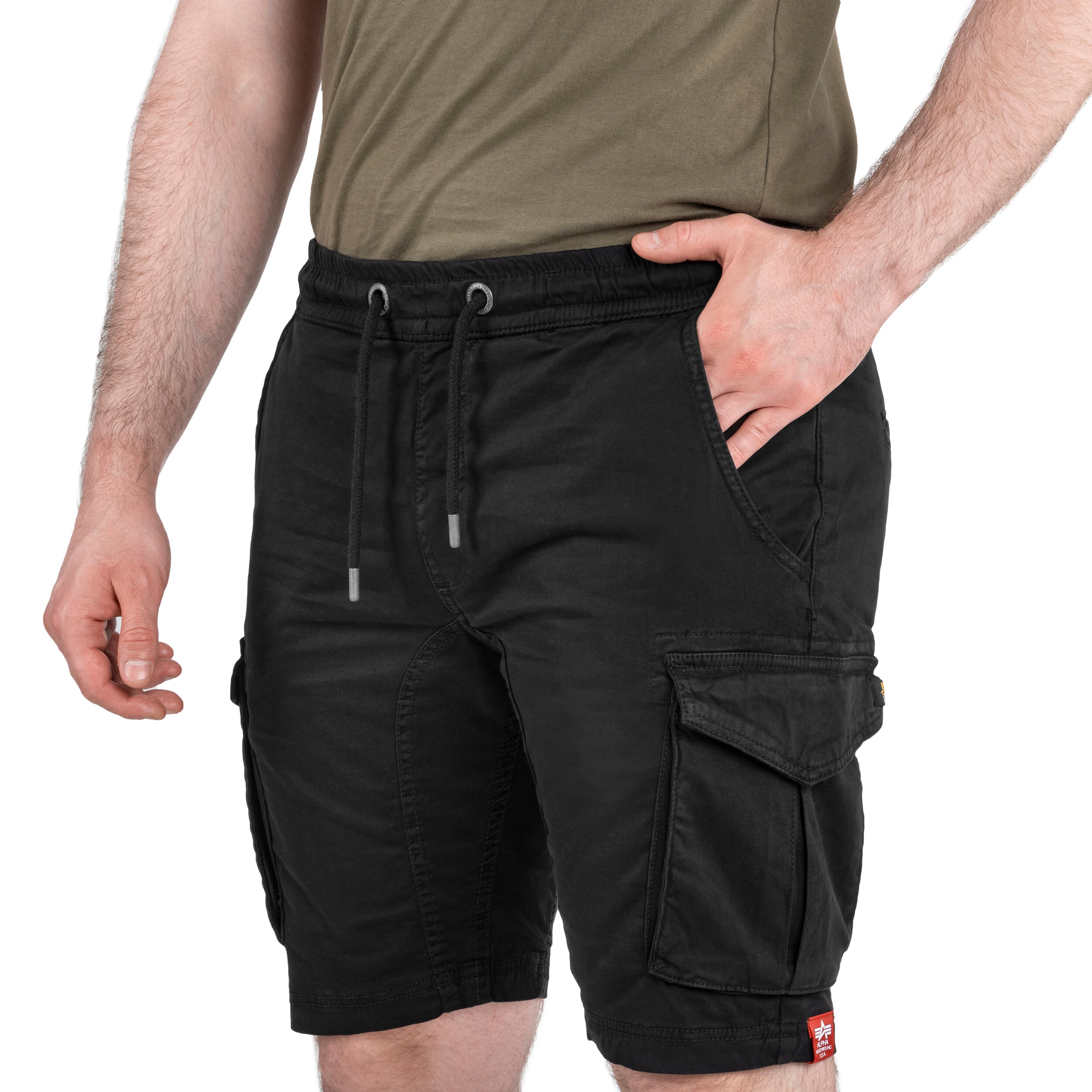 Alpha - Industries Cotton Twill Jogger Shorts - Black