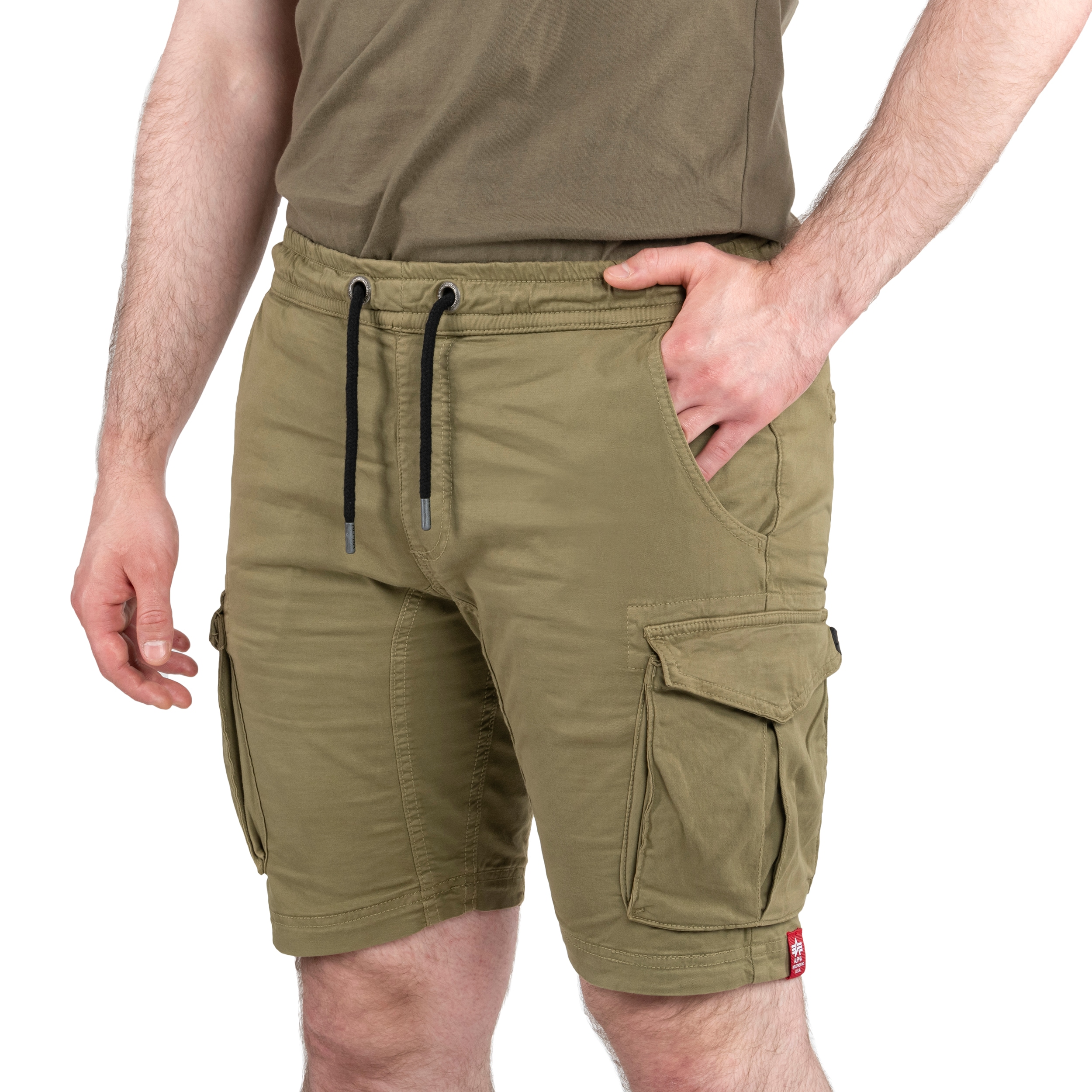 Alpha - Industries Cotton Twill Jogger Shorts - Olive