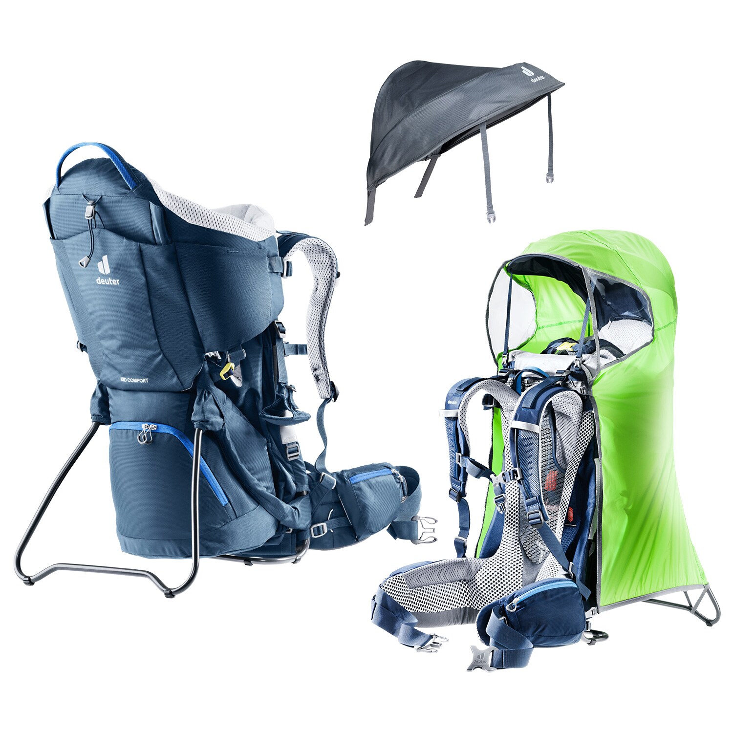 Deuter Kid Comfort Kindertrage + Regenschutz + Sonnendach - Set