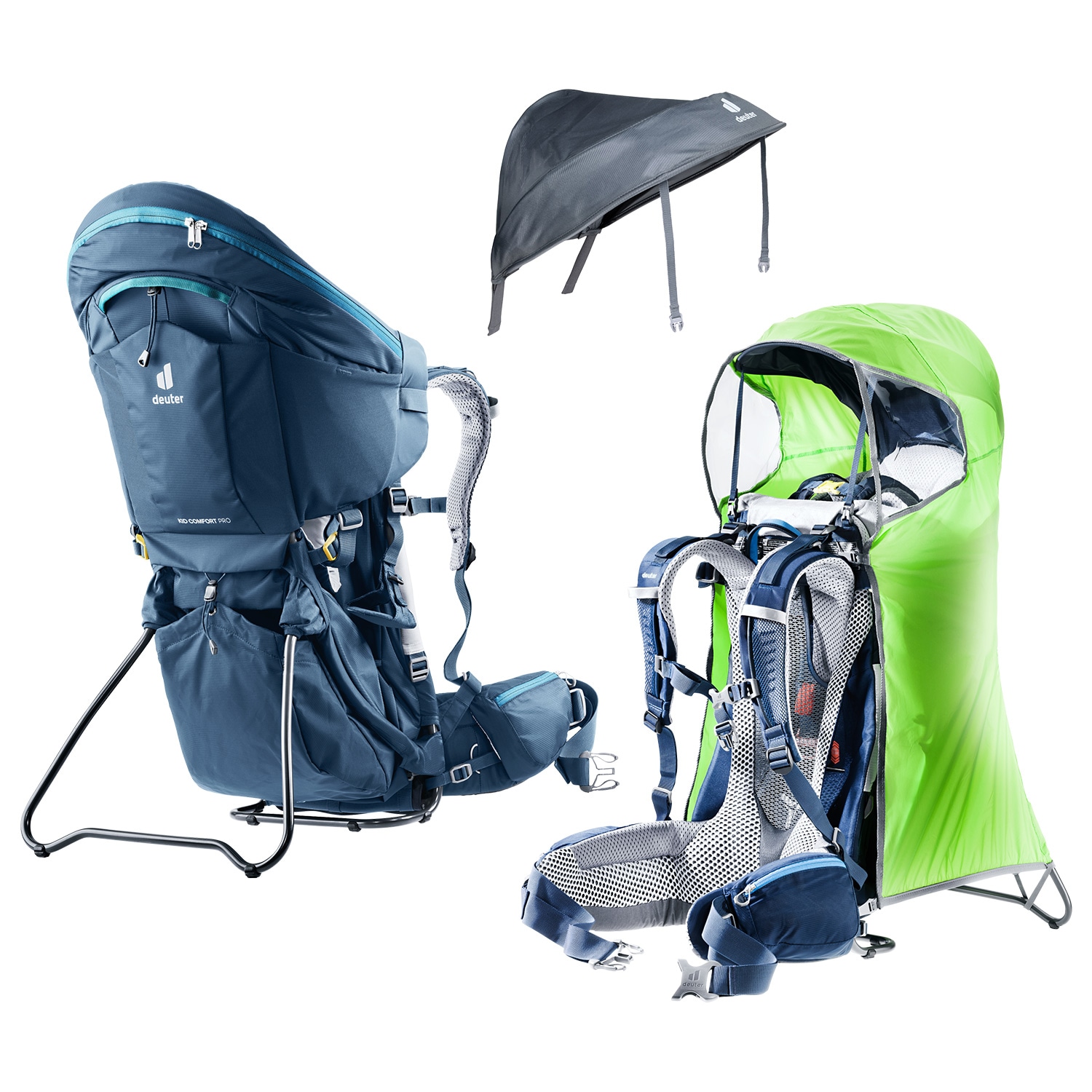 Deuter Kid Comfort Pro Kindertrage + Regenschutz + Sonnendach - Set