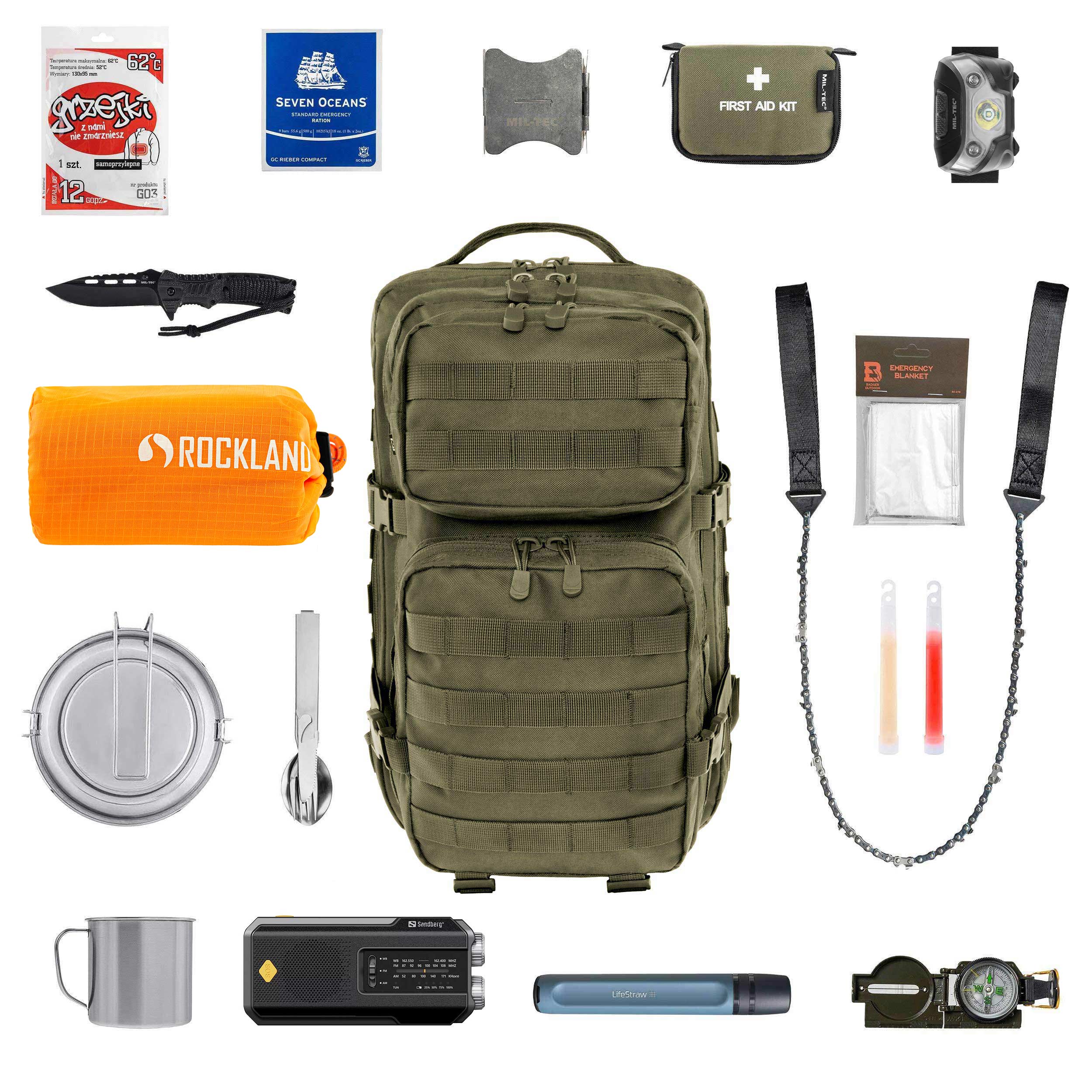 Brandit - US Cooper 40 l Large - Fluchtrucksack mit Zubehör - Olive