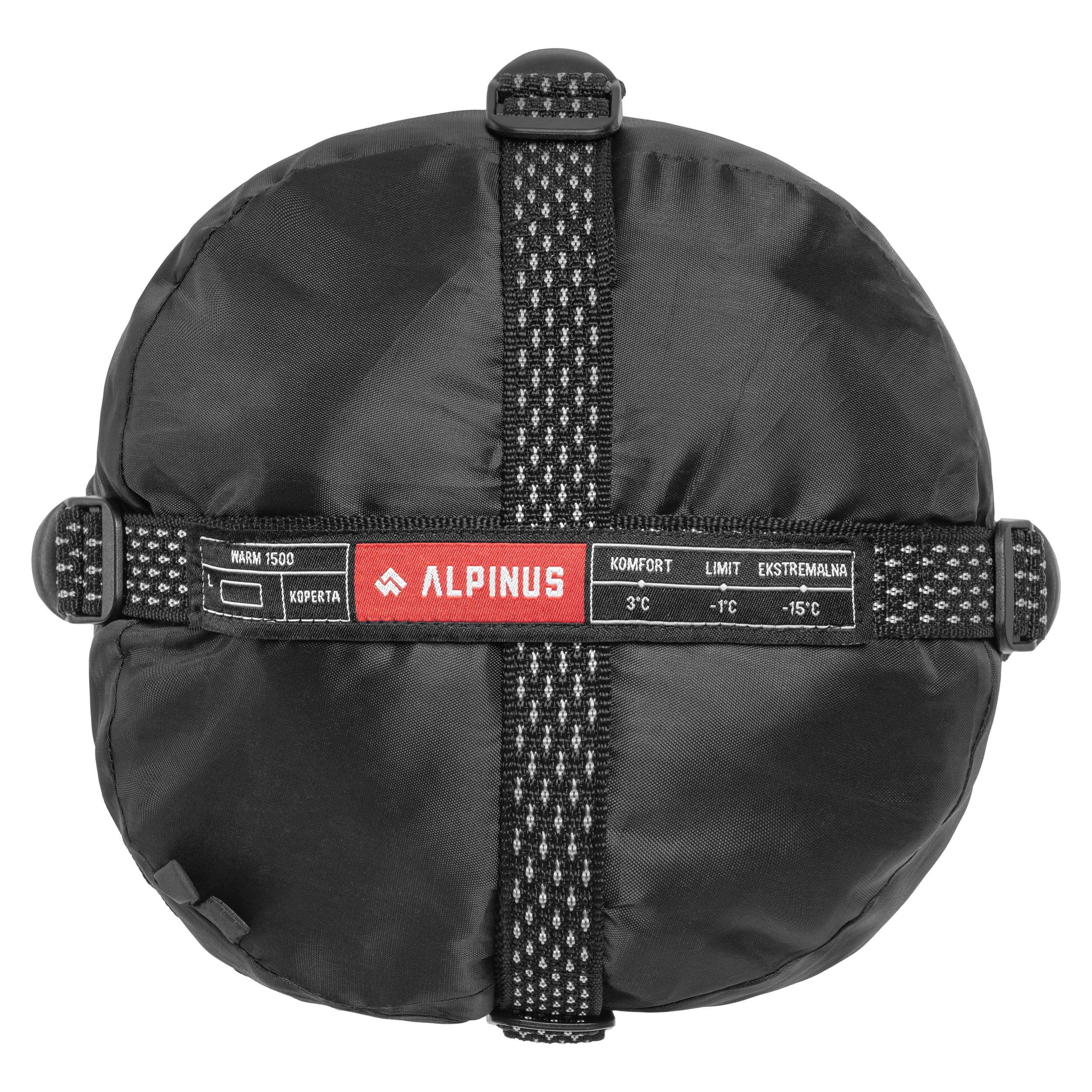 Alpinus - Warm 1500 - Schlafsack - Links - Schwarz