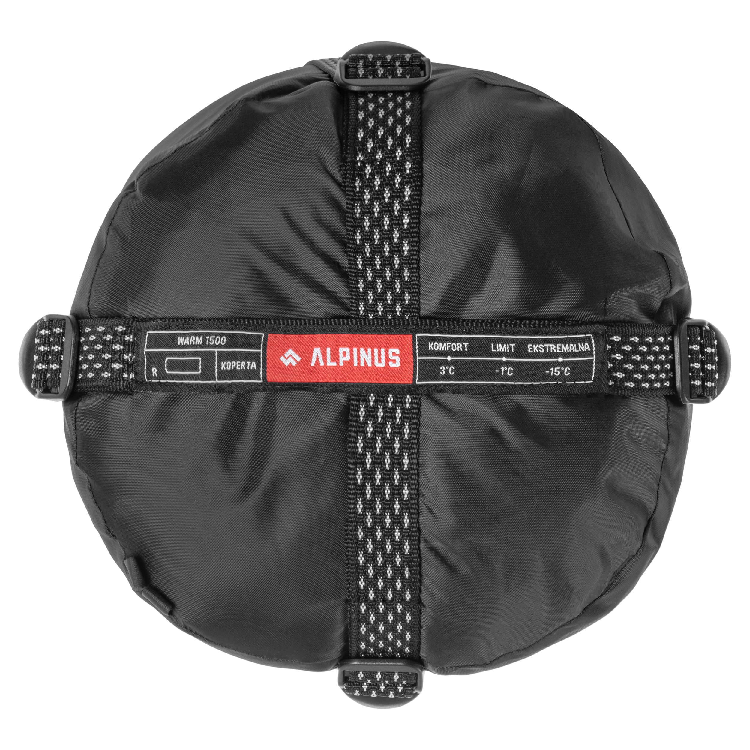 Alpinus - Warm 1500 - Schlafsack - Rechts - Schwarz