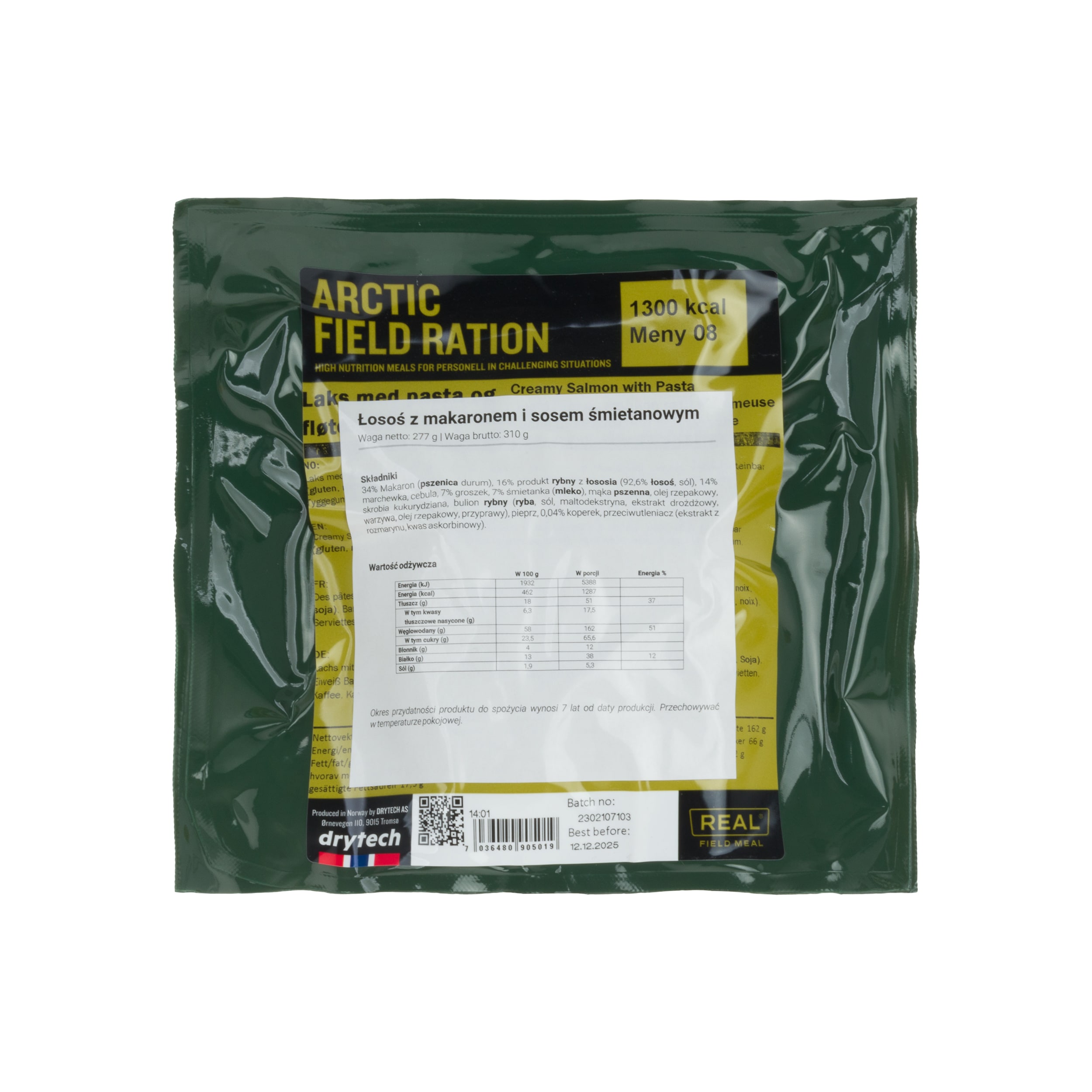 Drytech - Arctic Field Ration - Lebensmittelrationen Cremiger Lachs mit Nudeln 277 g