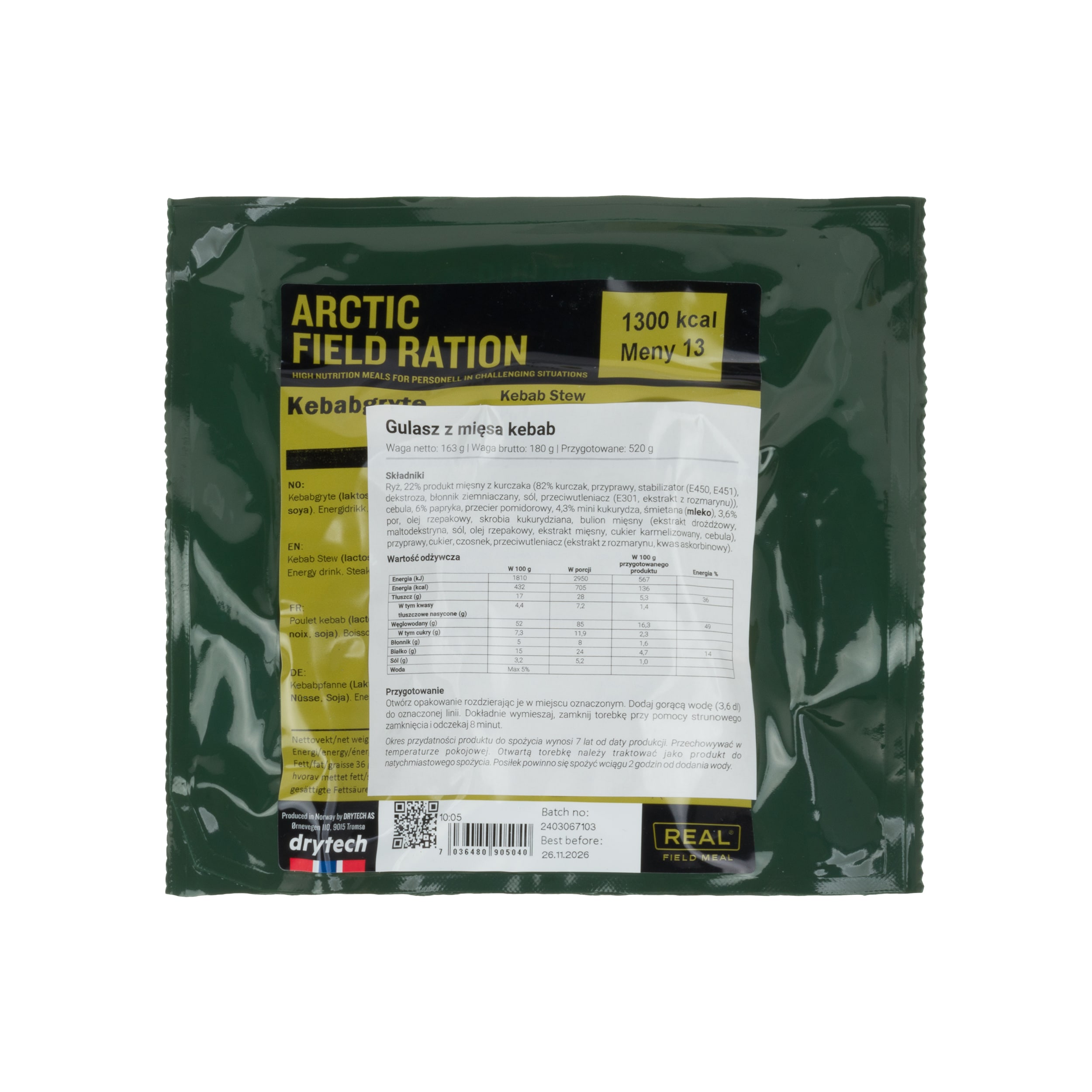 Drytech - Arctic Field Ration - Lebensmittelrationen Kebab-Eintopf 308 g