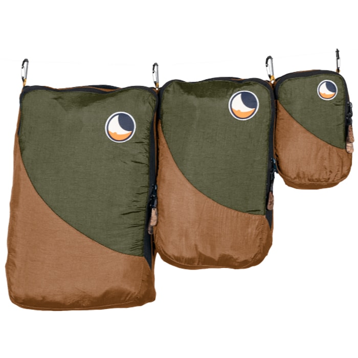 Ticket To The Moon - Travel Cube Set - Organizer - Brown/Army Green - 3 Stk.