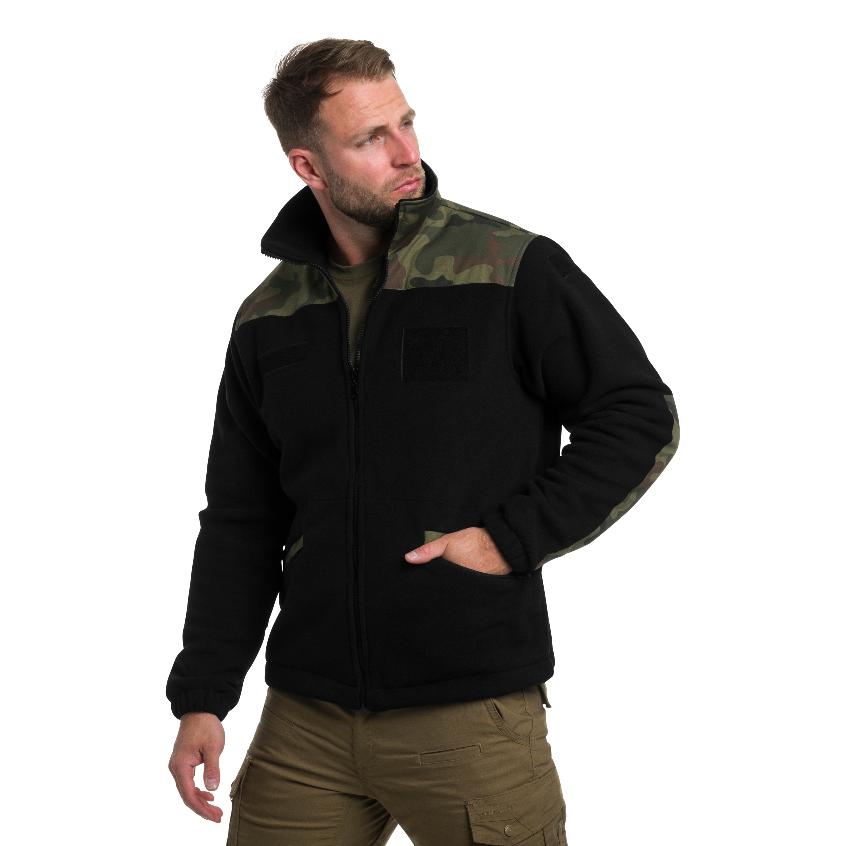 Maxtex - Standard Fleece-Sweatshirt - Schwarz /wz.93 Pantera PL Woodland