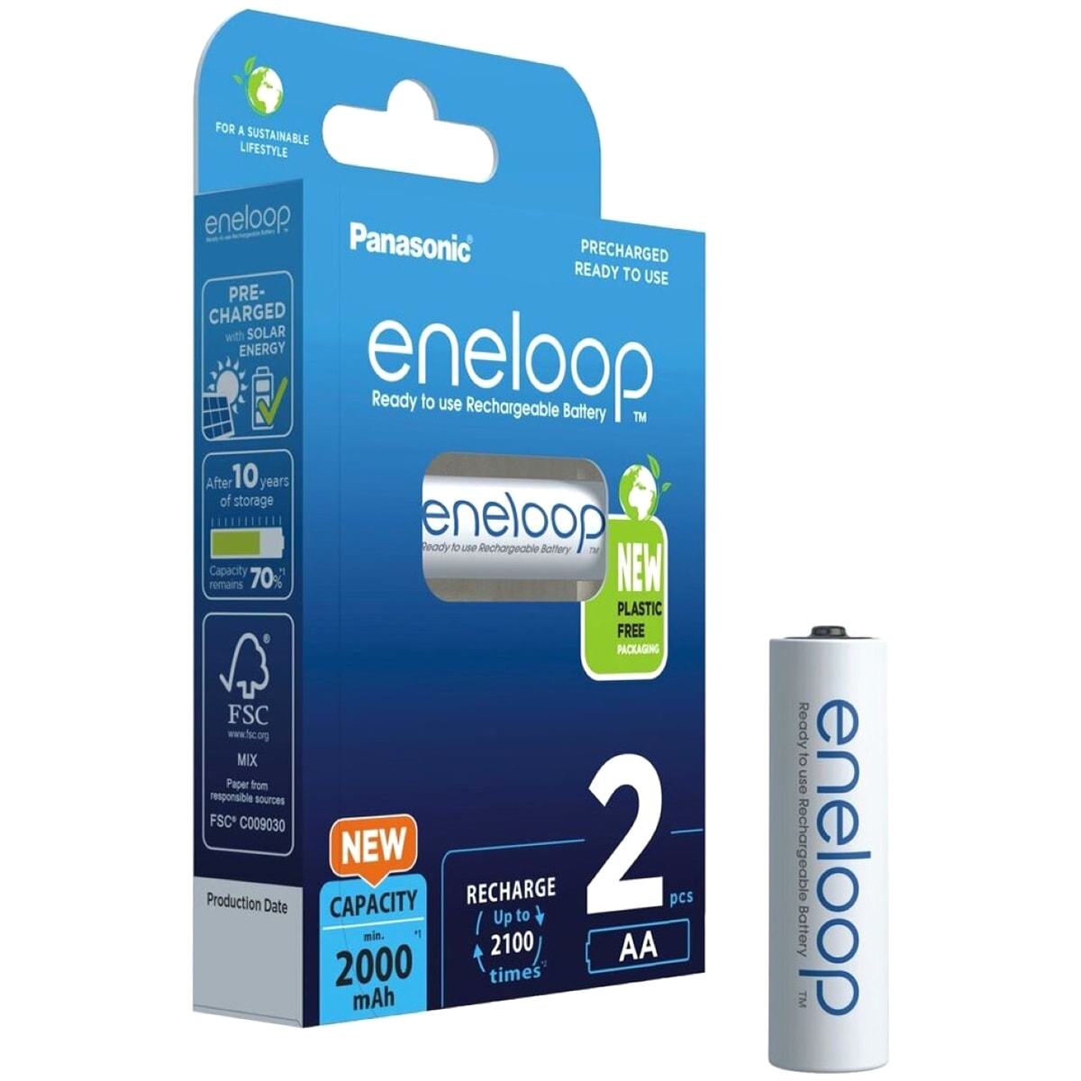 Panasonic - Eneloop R6/AA 2000 mAh - Akku 2 Stück.