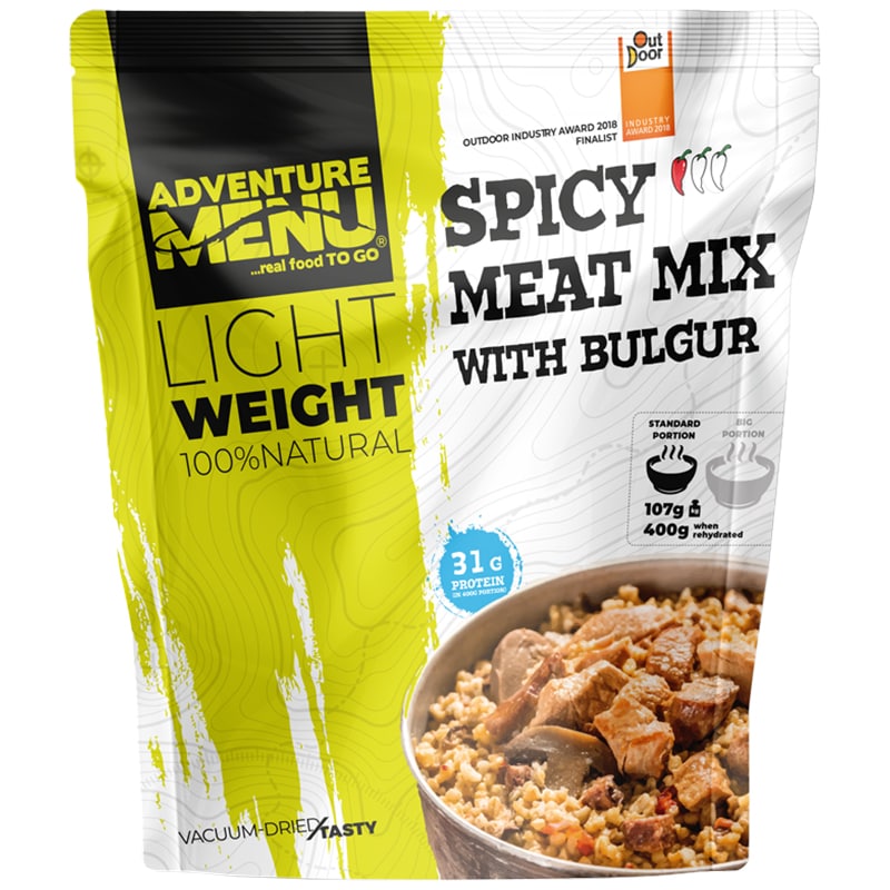 Adventure Menu - Gefriergetrocknete Lebensmittel - Pikante Fleisch-Mix mit Bulgur - 400 g