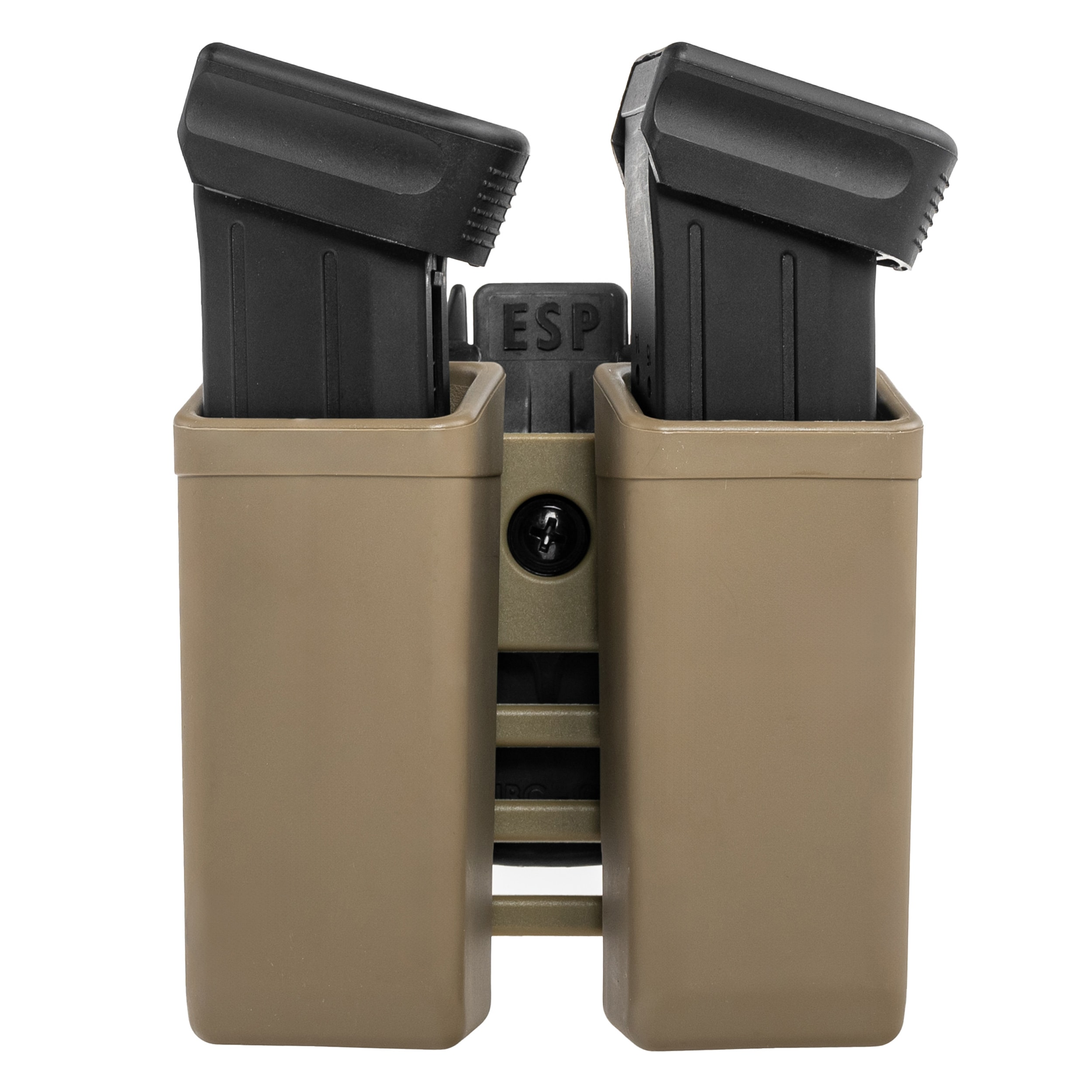 ESP - Doppel-Magazintasche, drehbar mit UBC-08 Clip-Befestigung für 9 mm Magazine - Khaki