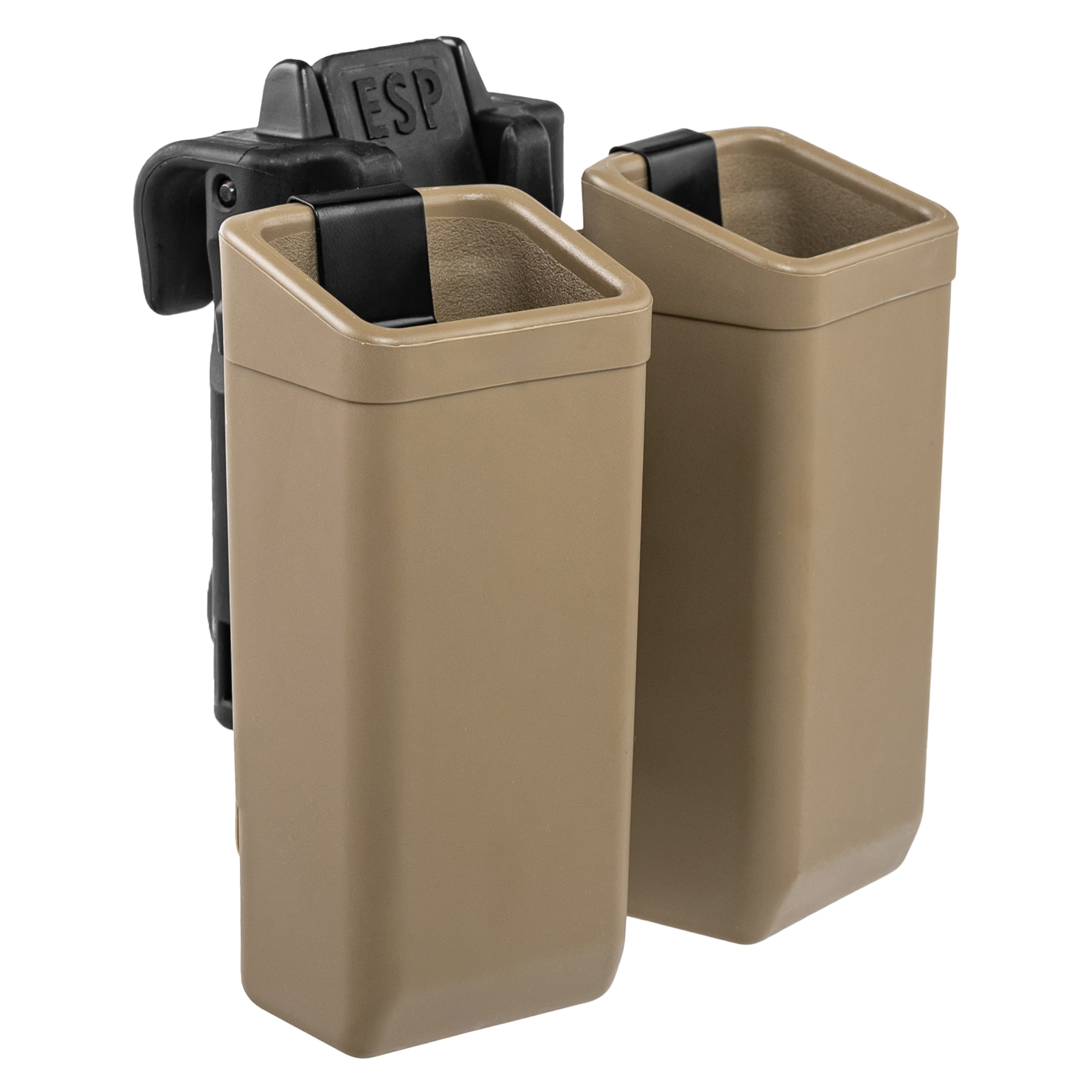 ESP - Doppel-Magazintasche, drehbar mit UBC-08 Clip-Befestigung für 9 mm Magazine - Khaki