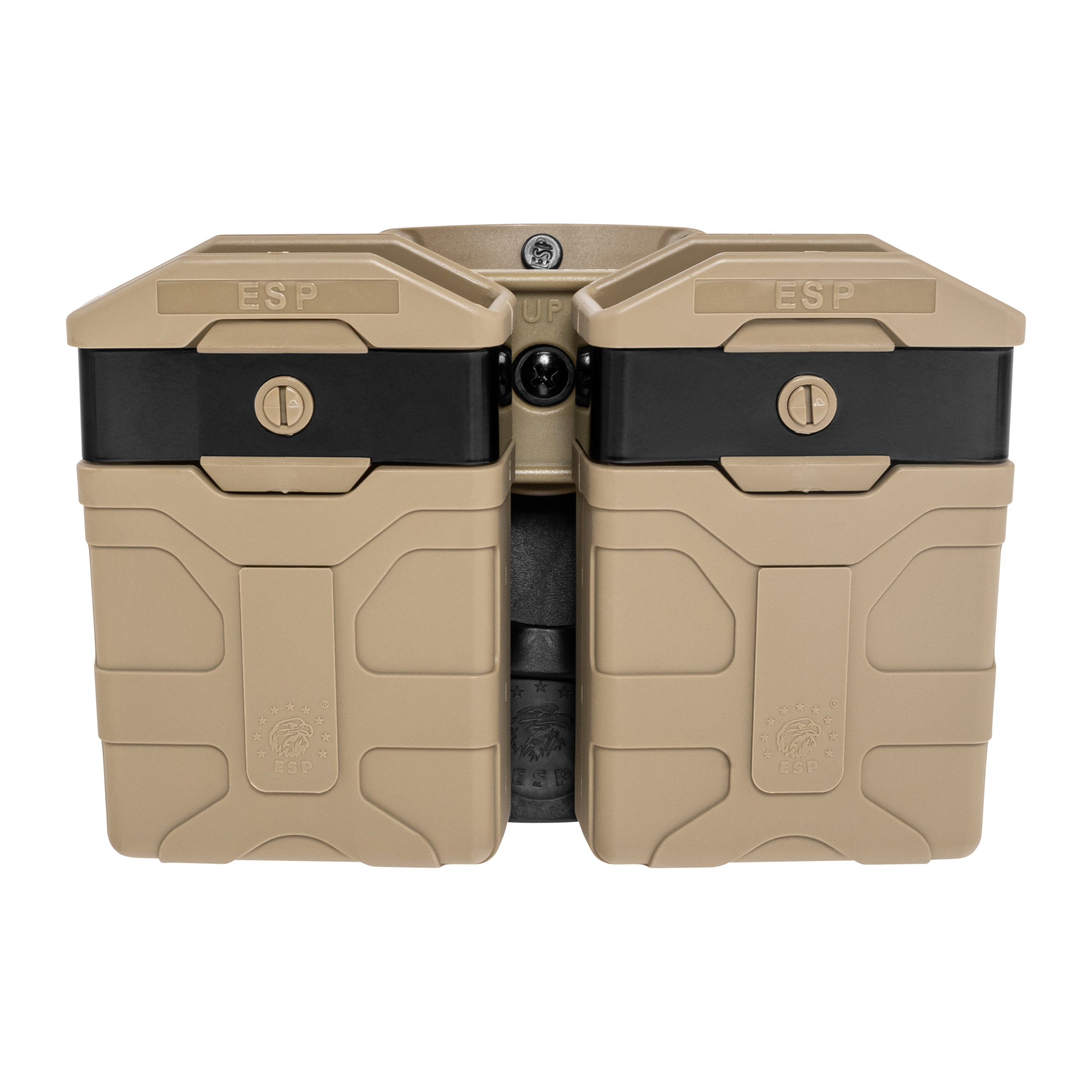 ESP - Doppel-Magazintasche, drehbar, mit Paddle-Befestigung für Magazine im Kaliber 5,56 mm - Khaki