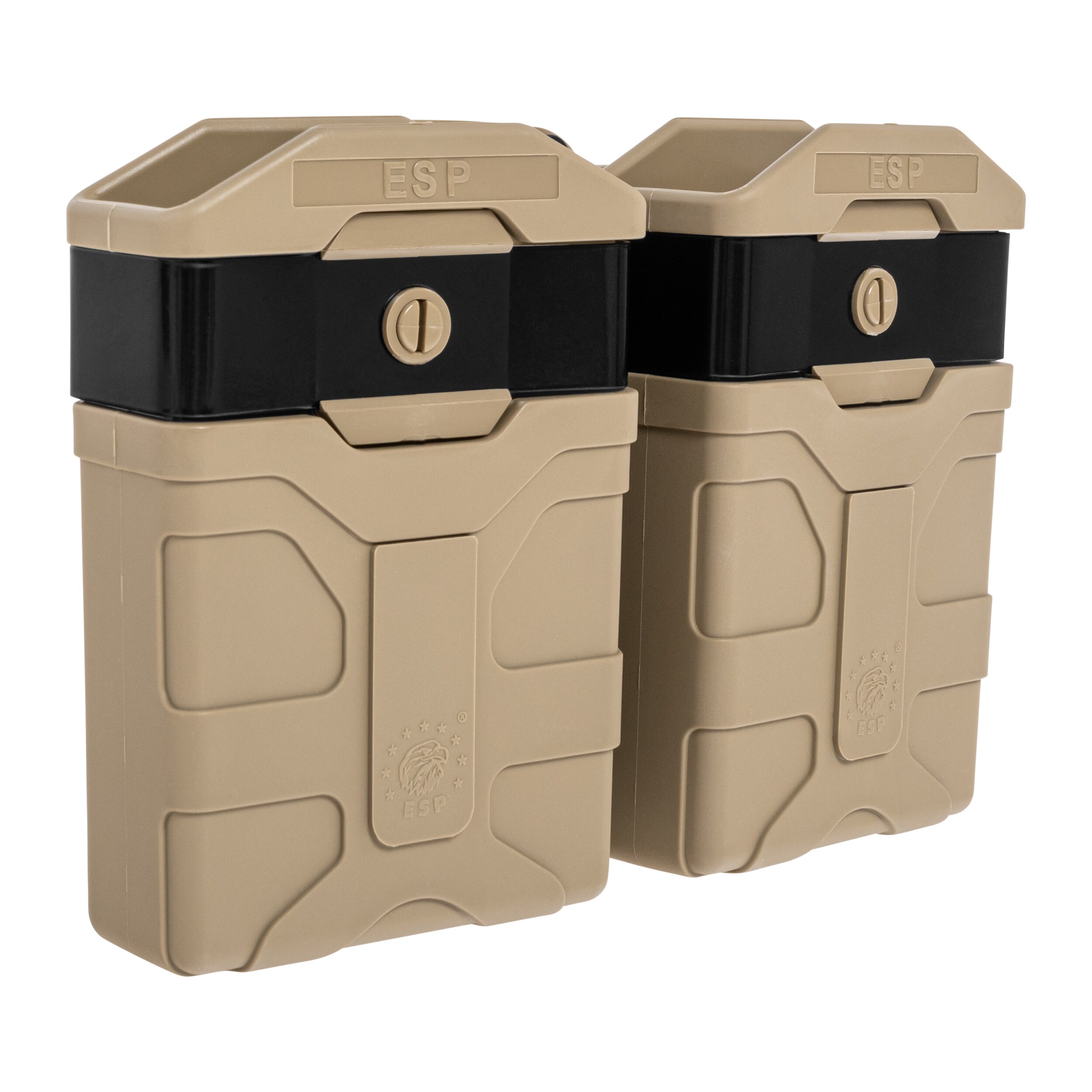 ESP - Doppel-Magazintasche, drehbar, mit Paddle-Befestigung für Magazine im Kaliber 5,56 mm - Khaki