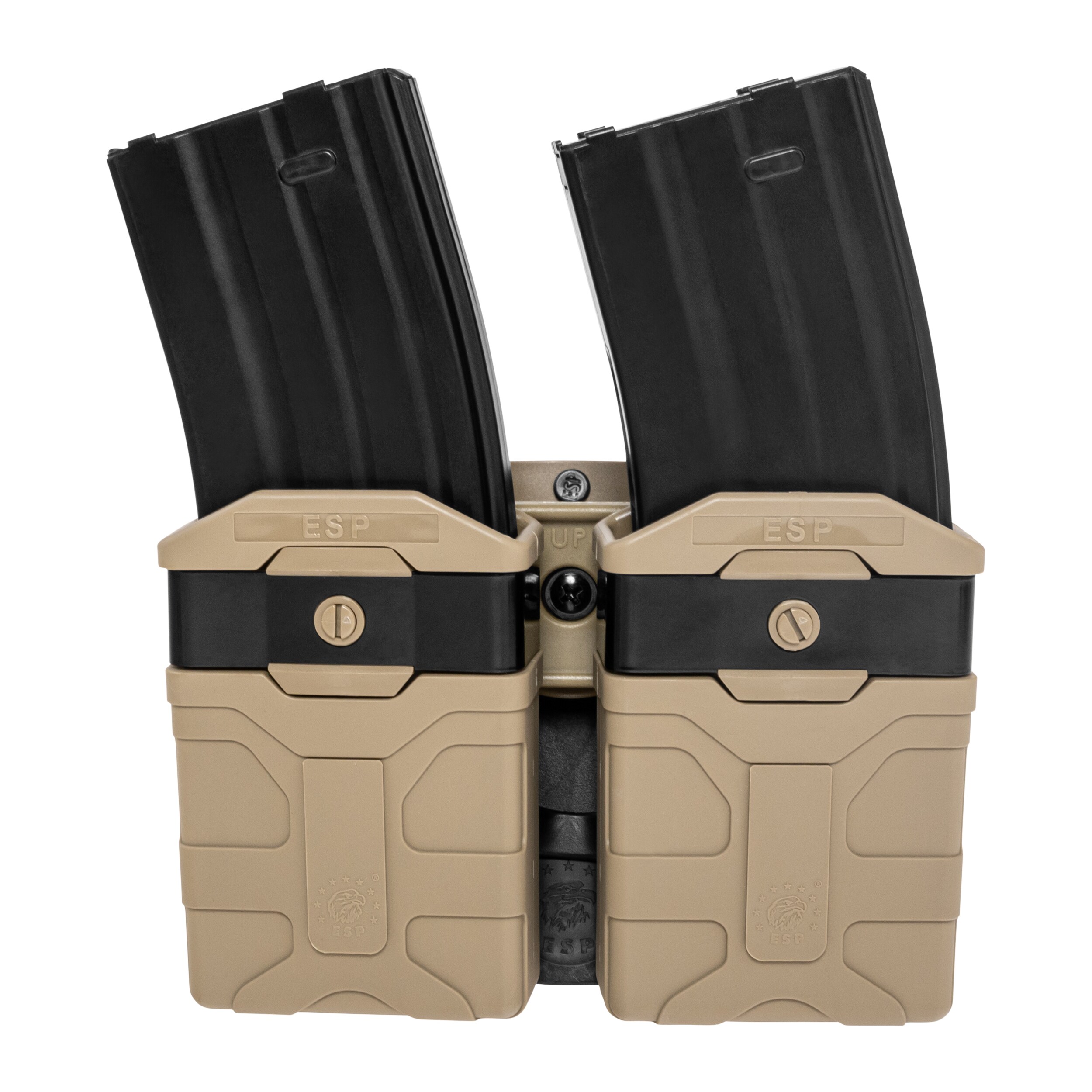 ESP - Doppel-Magazintasche, drehbar, mit Paddle-Befestigung für Magazine im Kaliber 5,56 mm - Khaki