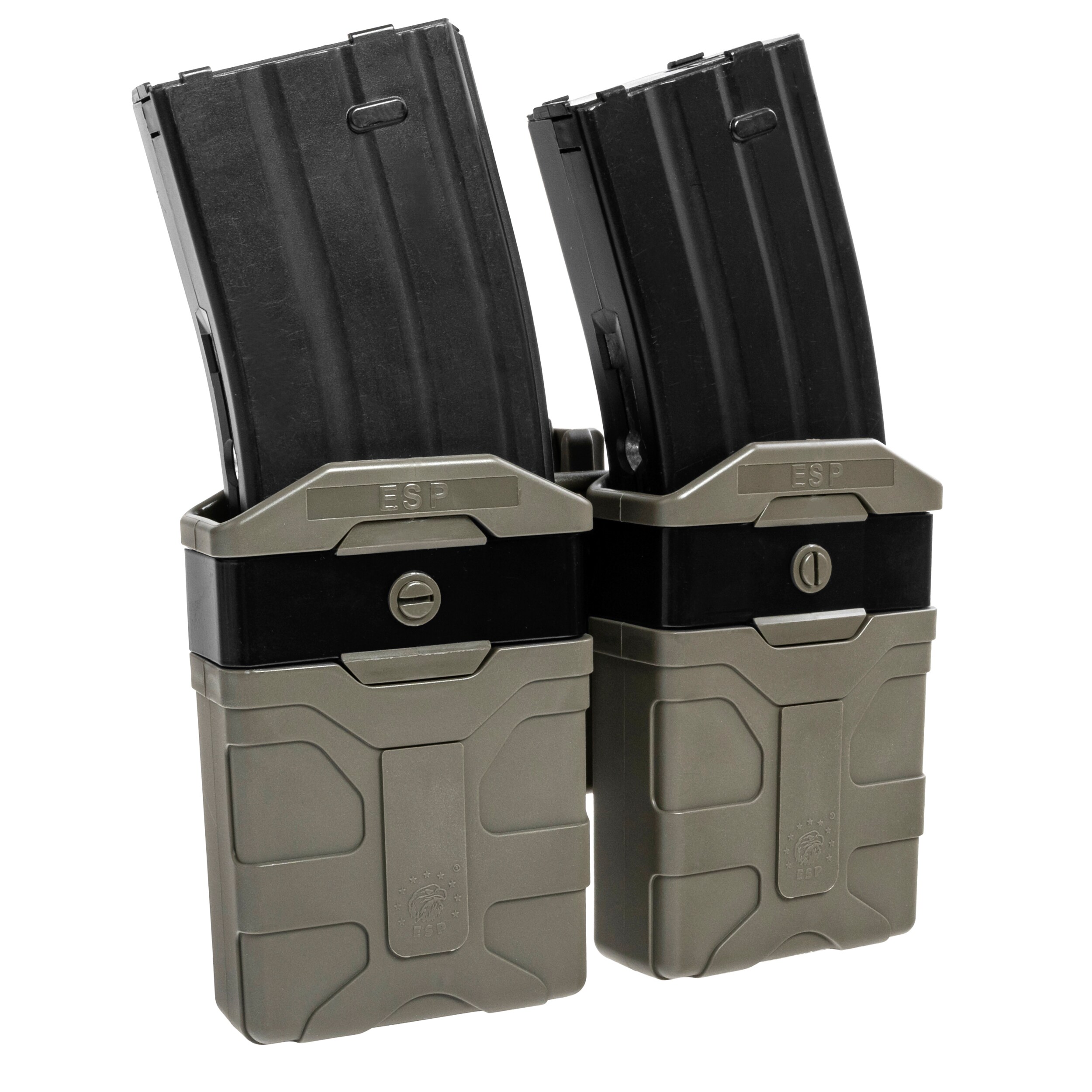ESP - Doppel-Magazintasche, drehbar mit UBC-05-A-Halterung für Magazine im Kaliber 5,56 mm - Olive Drab
