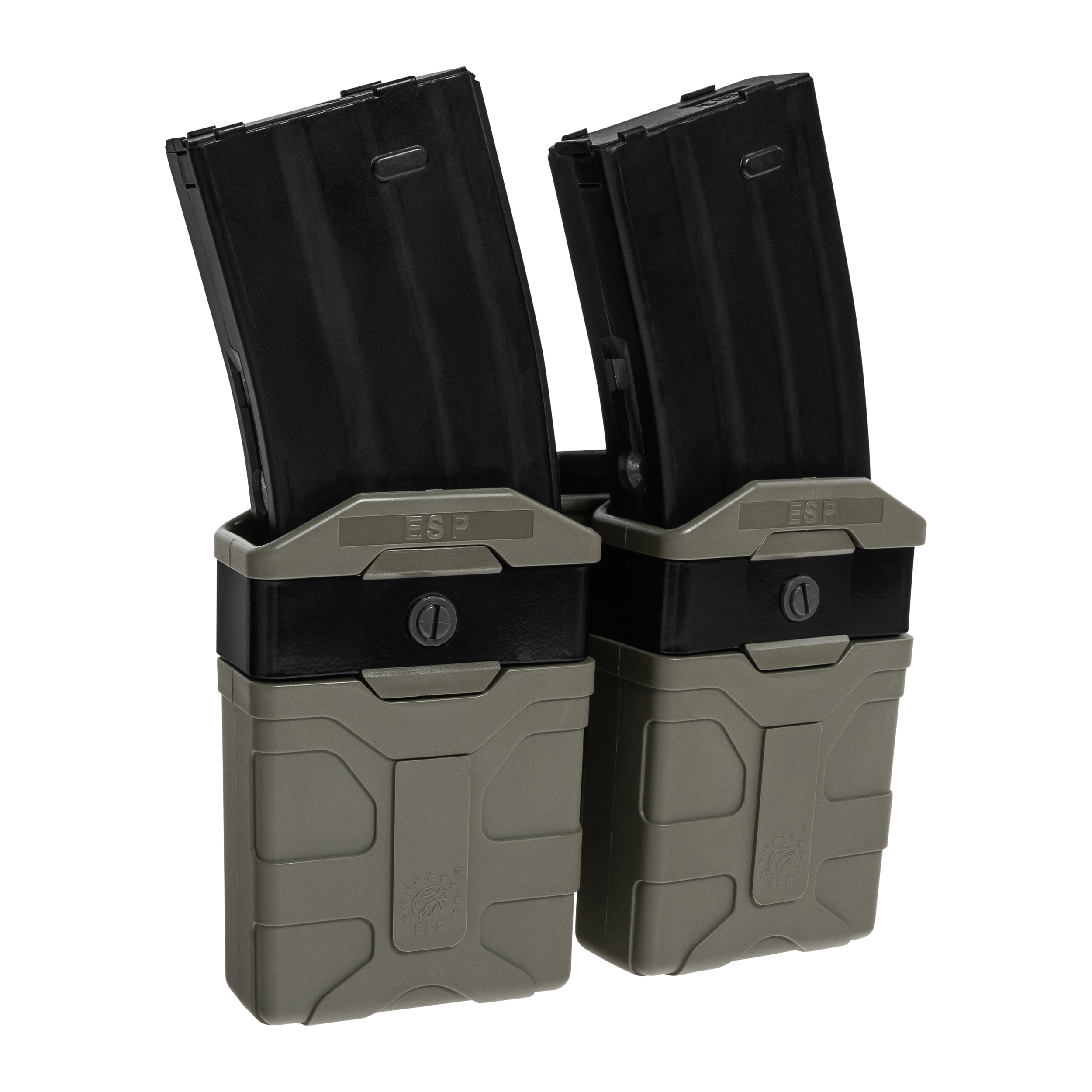 ESP - Doppel-Magazintasche, drehbar mit UBC-07 Clip-Befestigung für große Magazine - Olive Drab