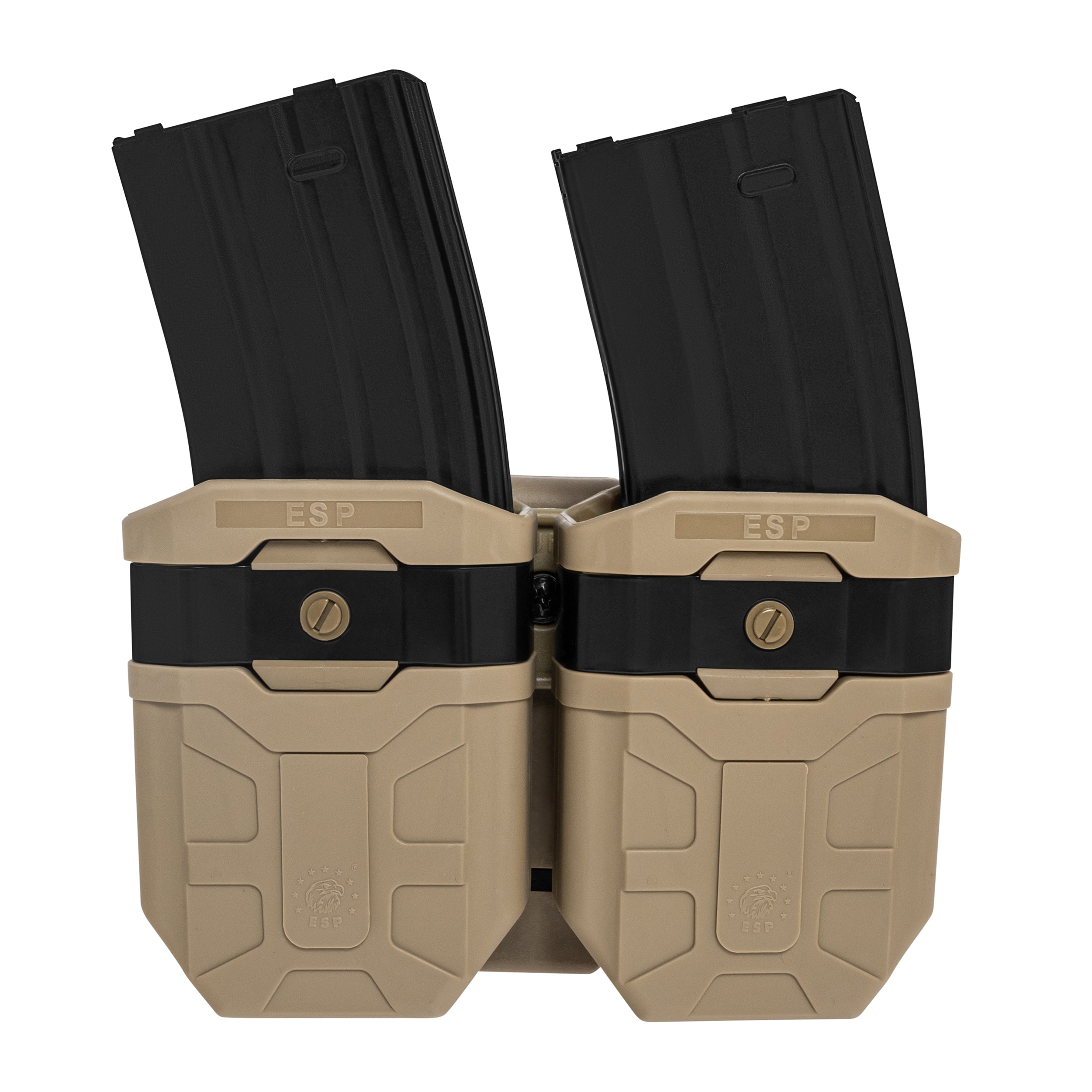 ESP - Doppel-Magazintasche, drehbar, mit UBC-02-Halterung für 7,62 mm Magazine - Khaki
