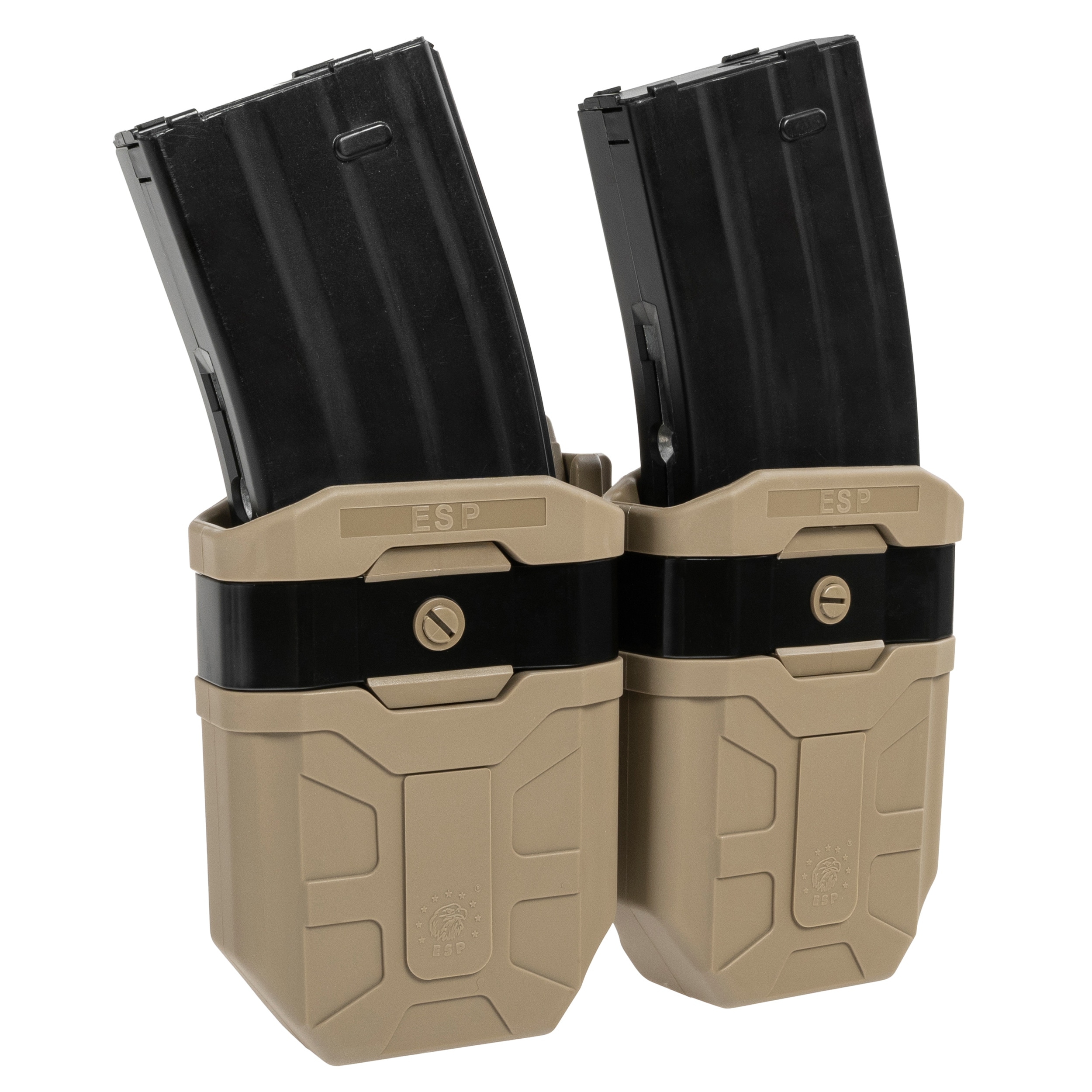 ESP - Doppel-Magazintasche, drehbare Patronentasche mit UBC-05-A-Halterung für 7,62 mm Magazin - Khaki