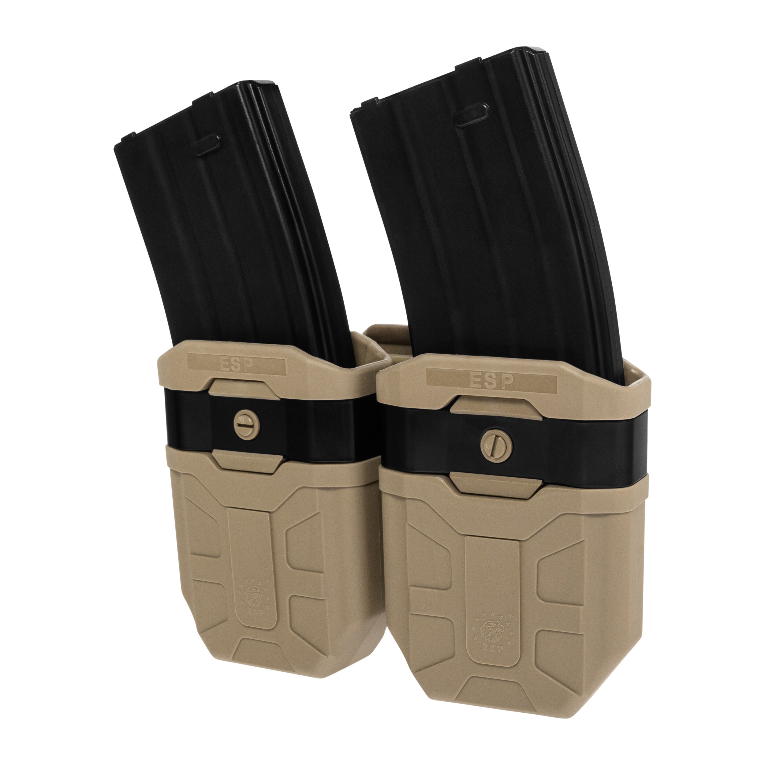 ESP - Doppel-Magazintasche, drehbar, mit UBC-07 Clip-Befestigung für 7,62 mm Magazine - Khaki