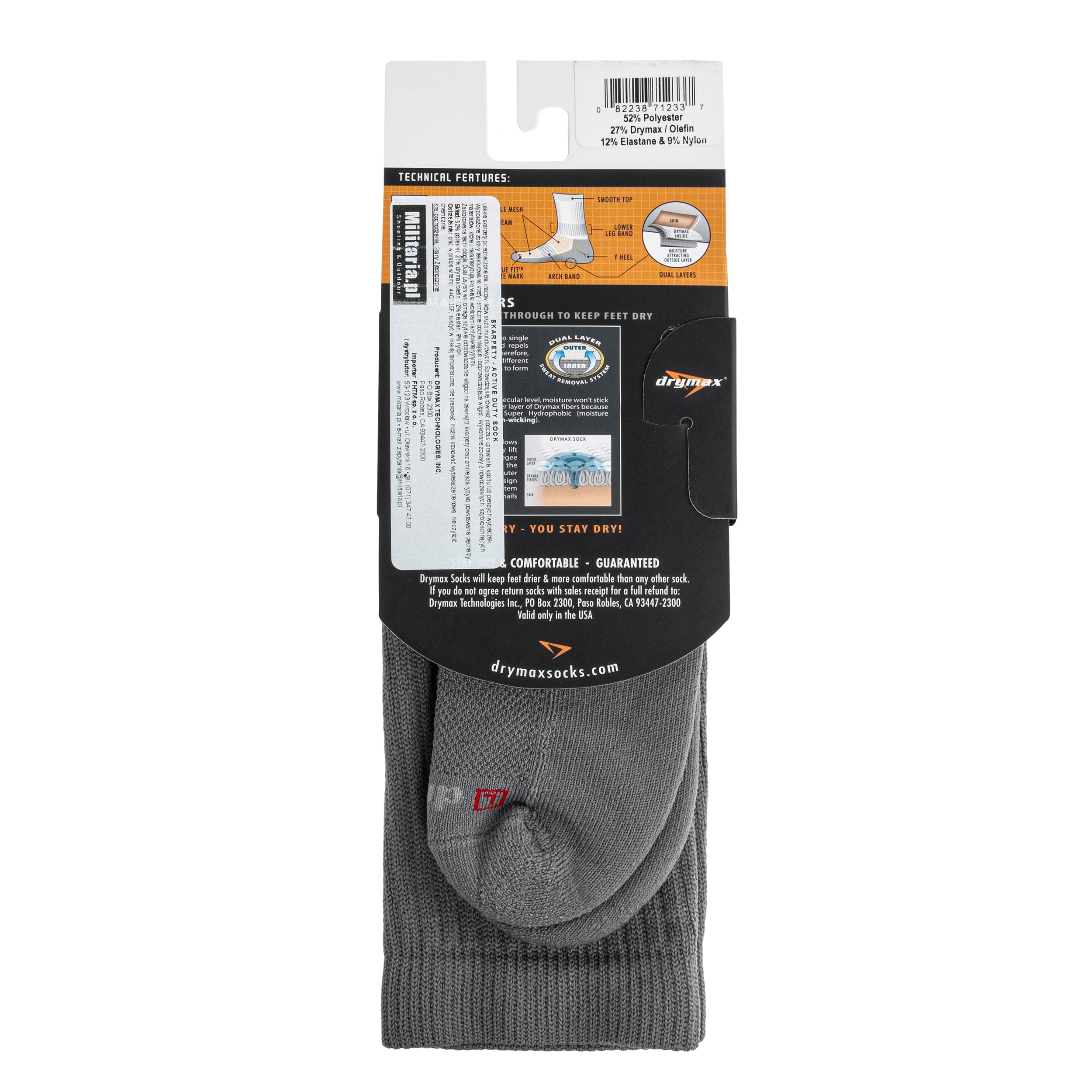 Drymax - Active Duty Crew Trekkingsocken - Dark Grey