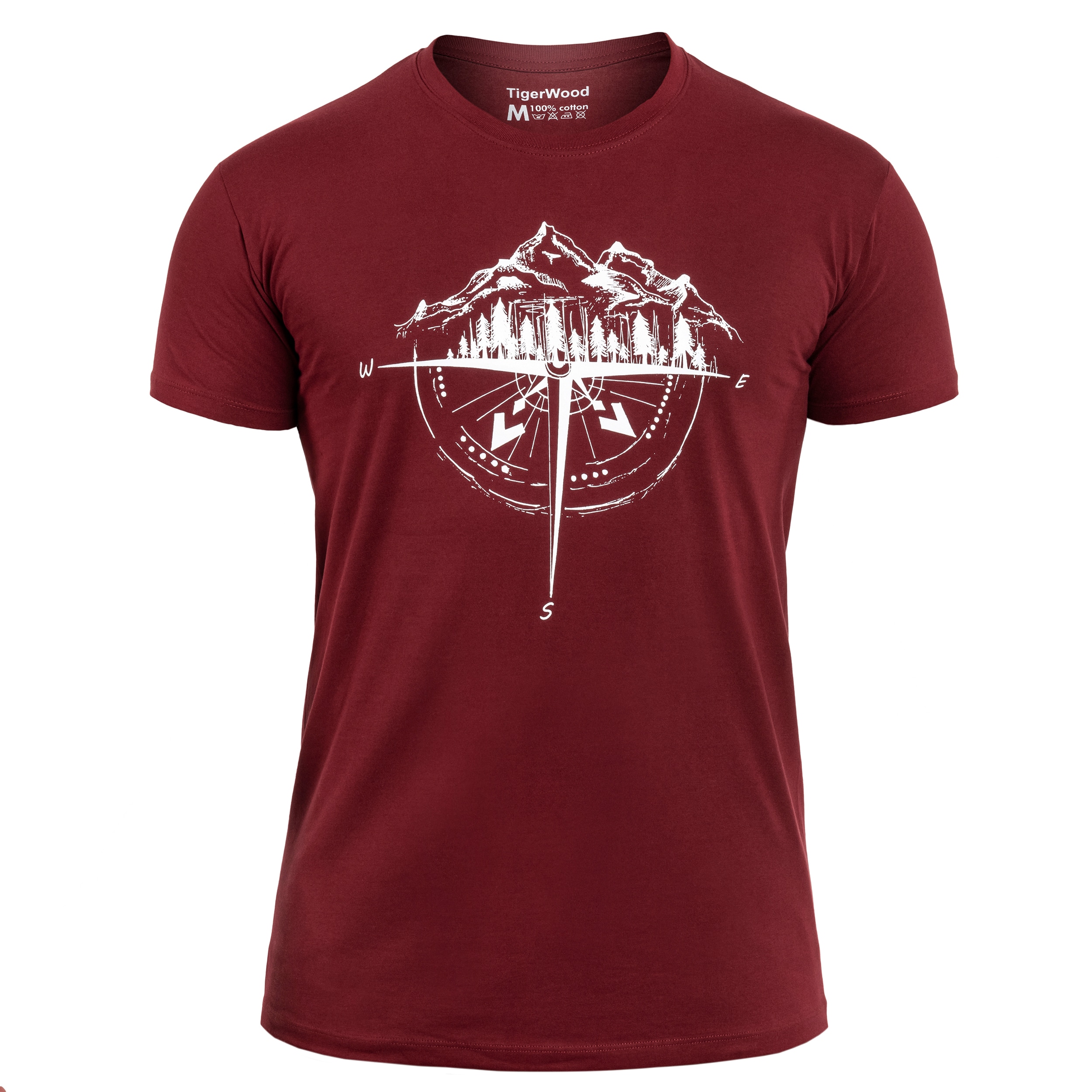 TigerWood - Kompassrose T-Shirt - Dunkelrot