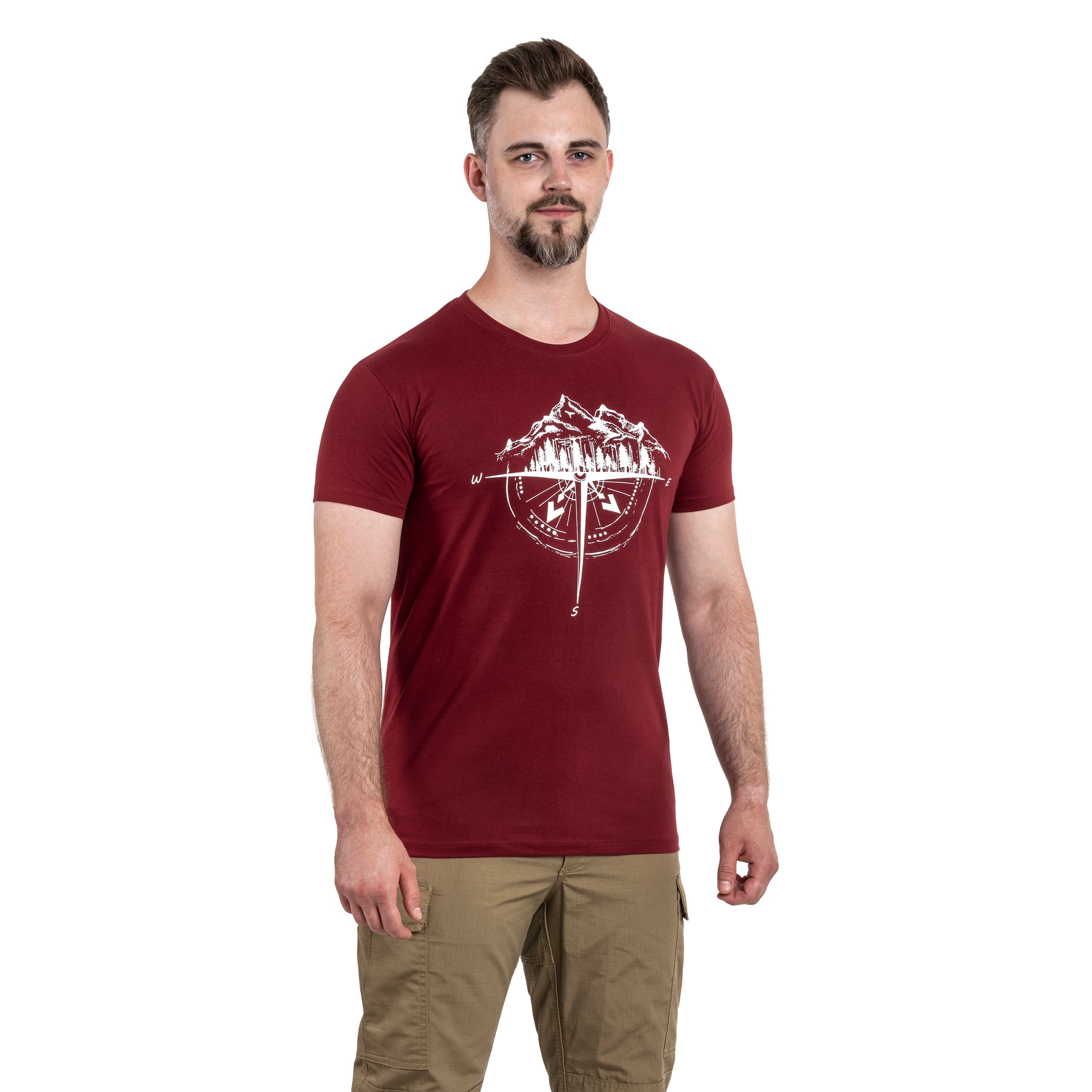 TigerWood - Kompassrose T-Shirt - Dunkelrot