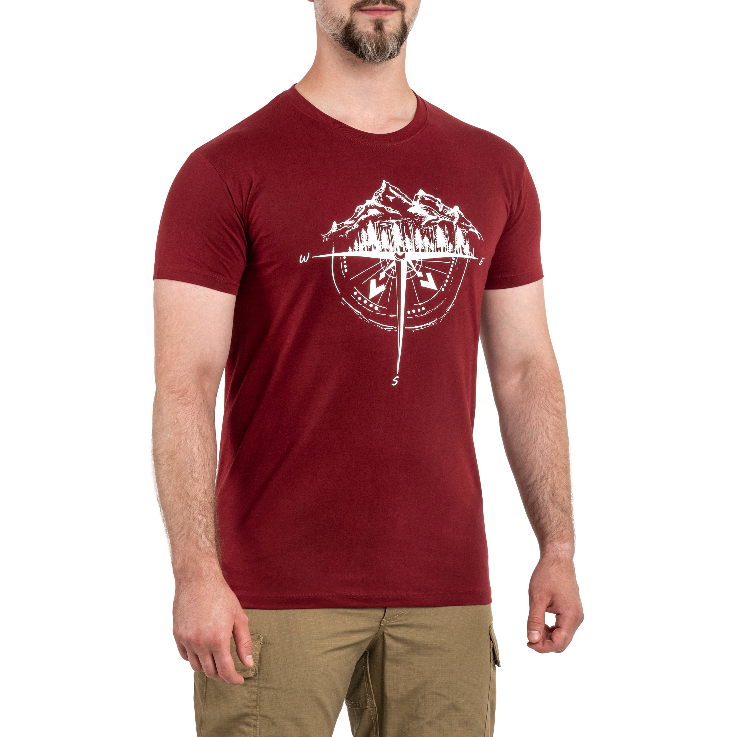 TigerWood - Kompassrose T-Shirt - Dunkelrot