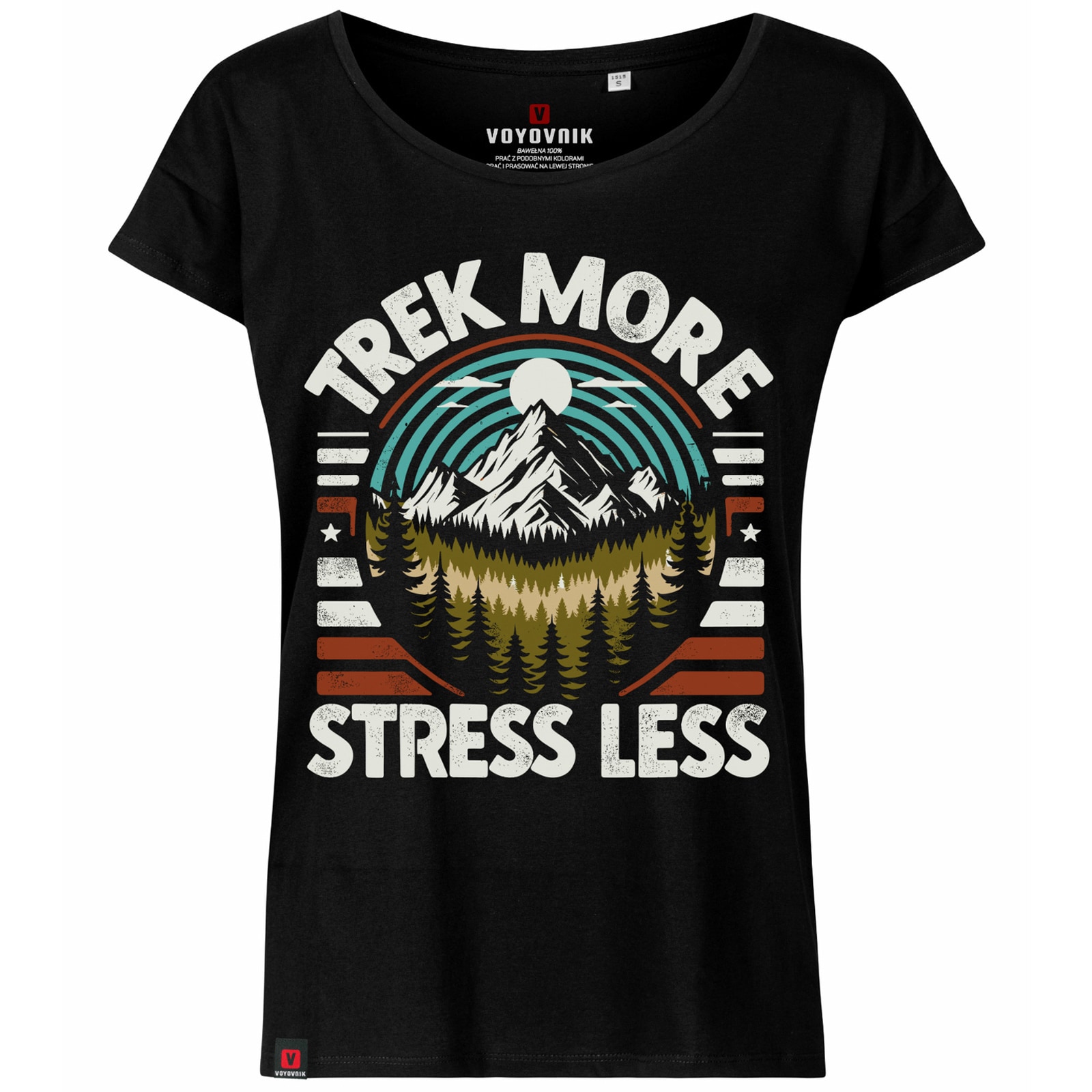 Voyovnik - Trek More, Stress Less - Damen-T-Shirt - Black