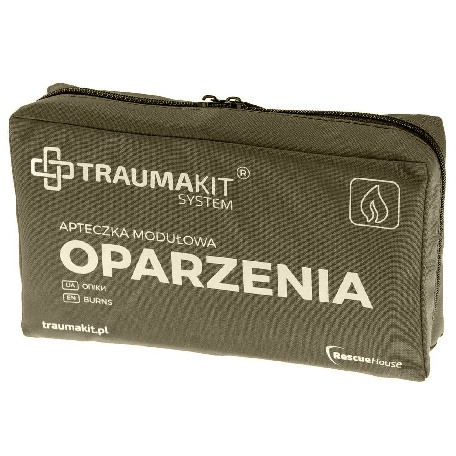 AedMax - Trauma Kit O - Modulares Erste-Hilfe-Set Grün - Burnshield Verbrennungen