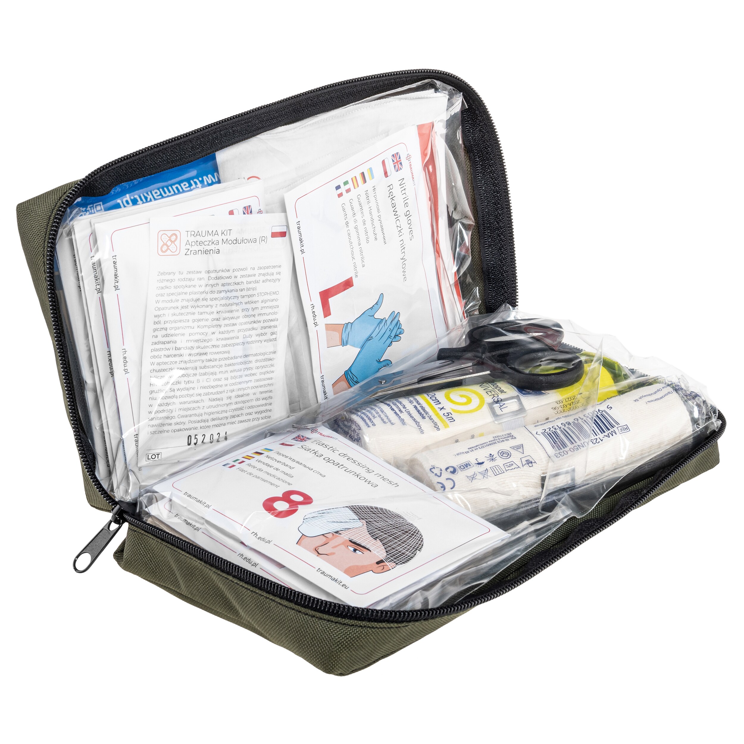 AedMax - Trauma Kit R - Modulares Erste-Hilfe-Set Grün - Verletzungen