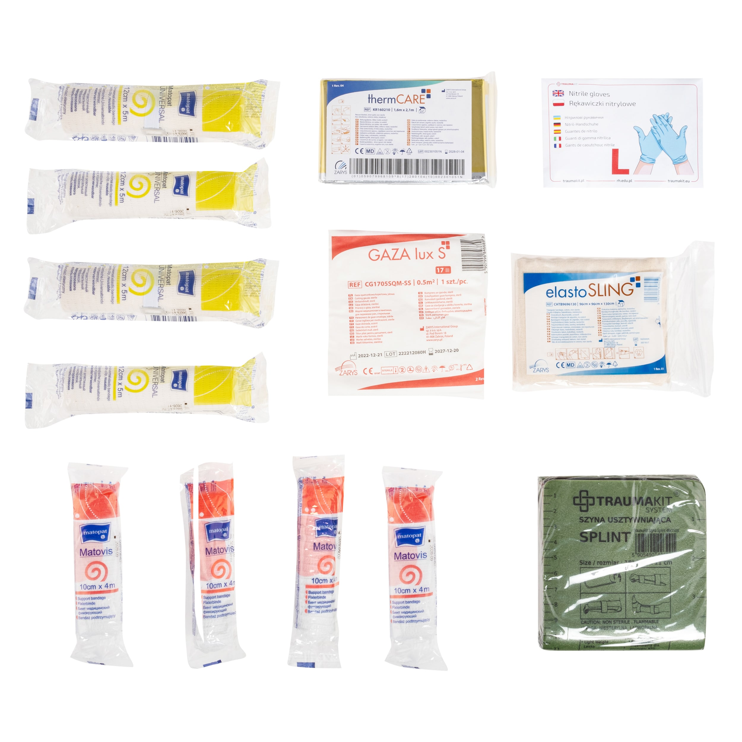 AedMax - Trauma Kit Z - Modularer Erste-Hilfe-Kasten - Grün - Frakturen