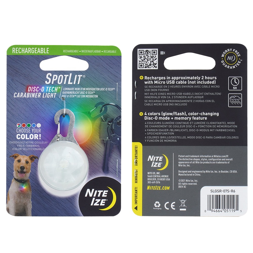 Nite Ize - Disc-O Tech Spotlit Rechargeable Carabiner Light - Taschenlampe - White