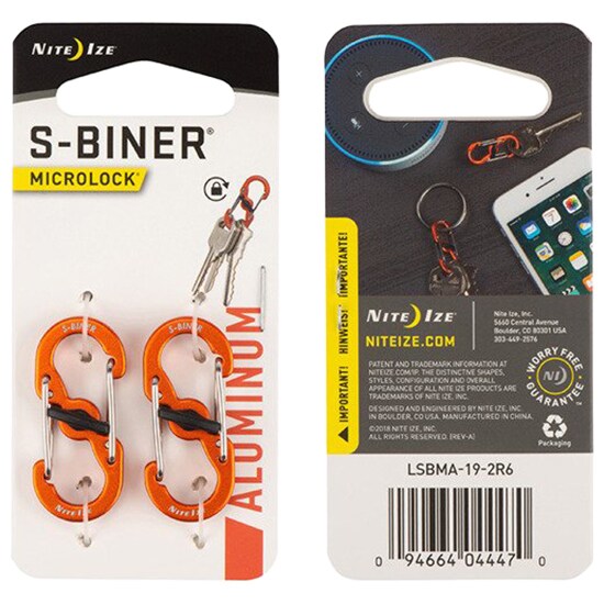 Nite Ize - S-Biner MicroLock Karabiner Aluminum Orange - 2 Stk.