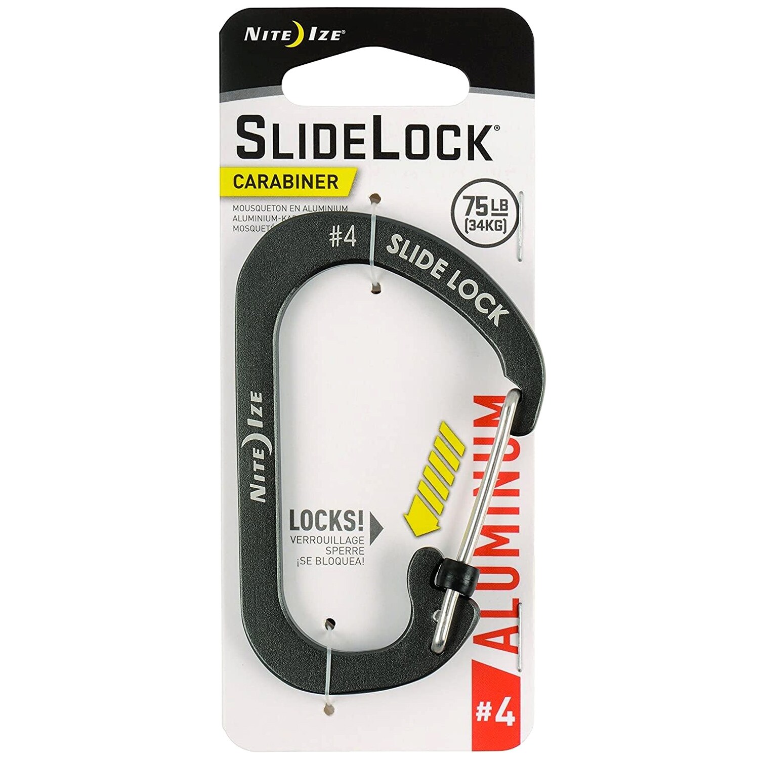 Nite Ize - SlideLock 4 Aluminum - Karabiner - Charcoal