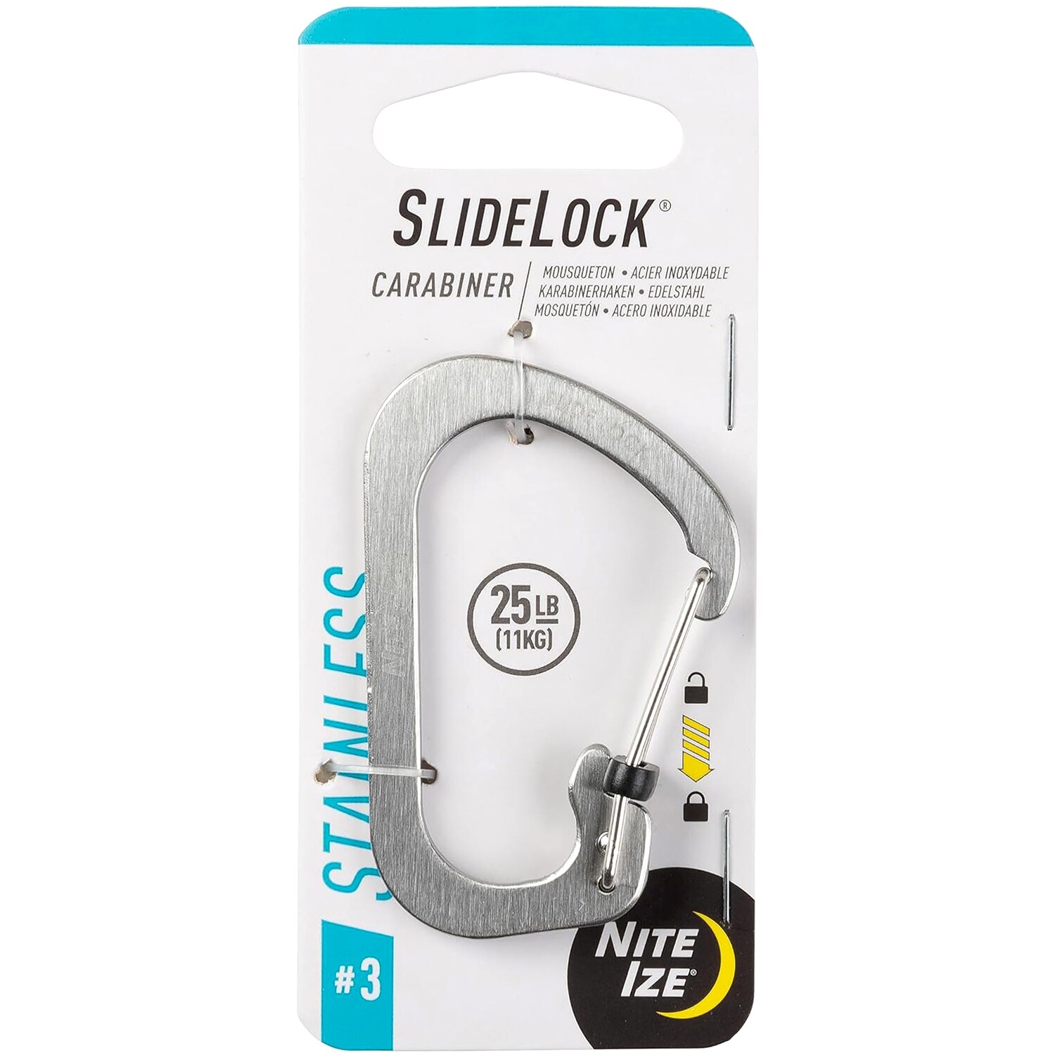 Nite Ize - SlideLock 3 Stainless Steel - Karabiner - Stainless