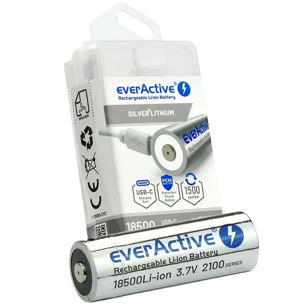 EverActive - 3,7 V 18500 Akku mit Schutz - 2100 mAh