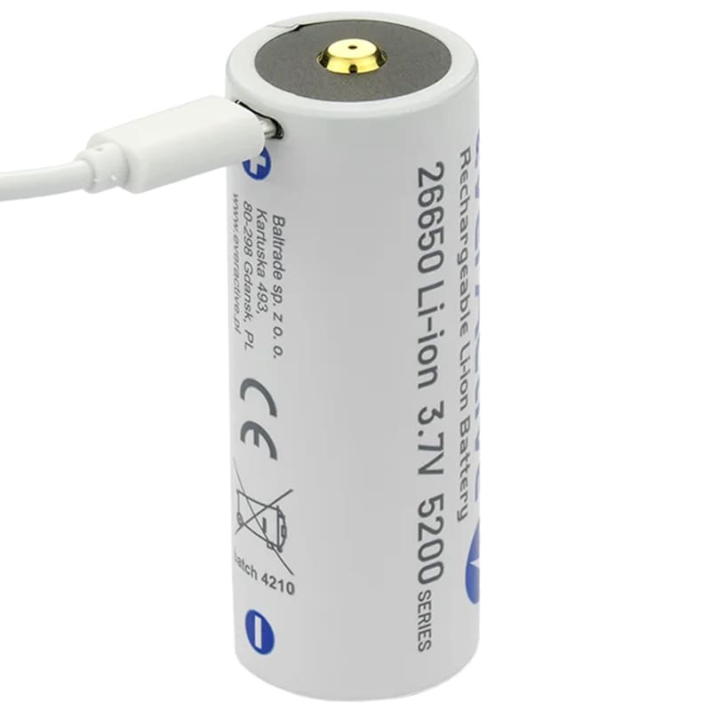 EverActive - 3,7 V 26650 Akku mit Sicherung - 5200 mAh